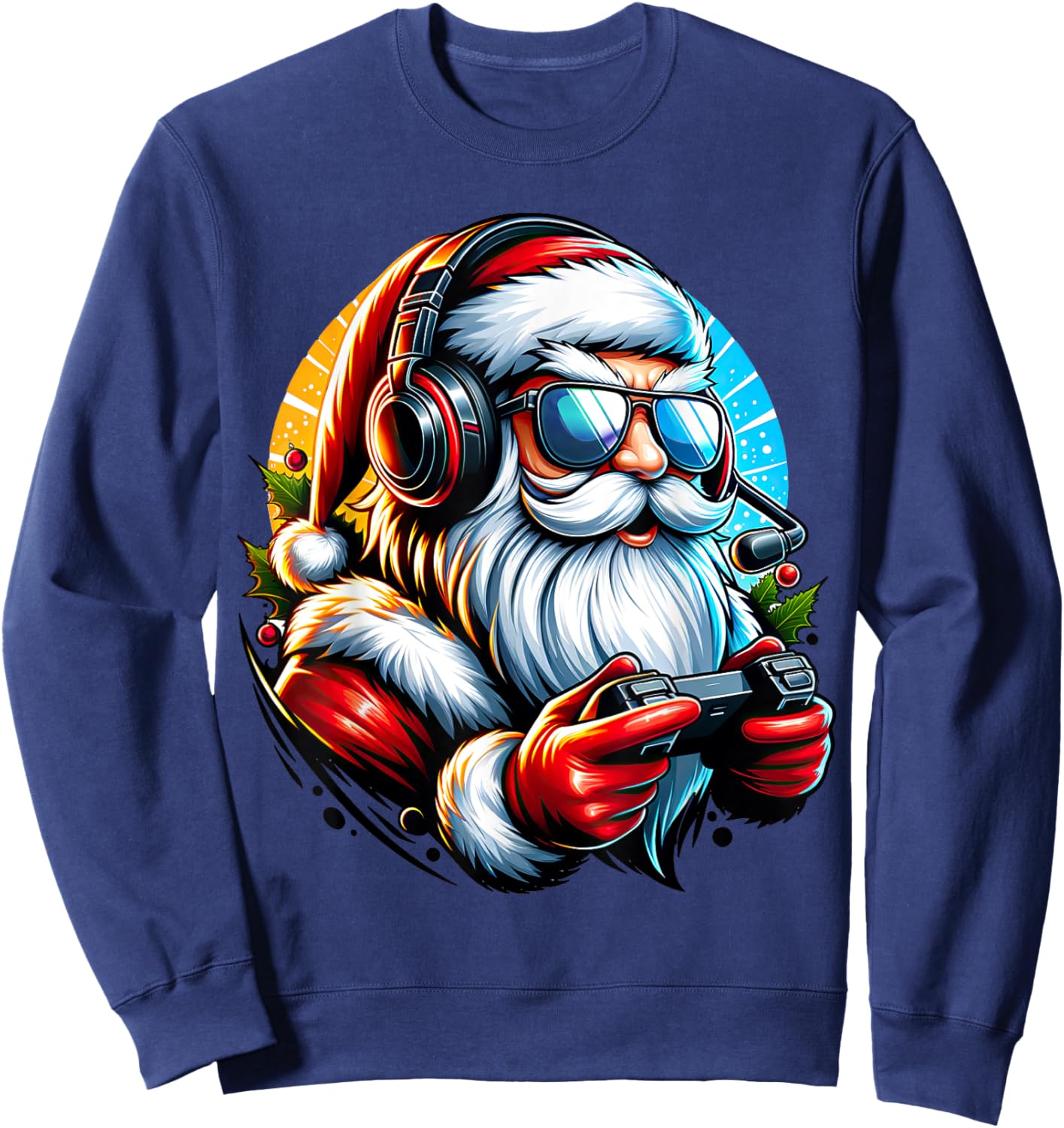 Christmas Gamer Boys Video Game Santa Xmas Sweatshirt - Sweatshirt | Navy