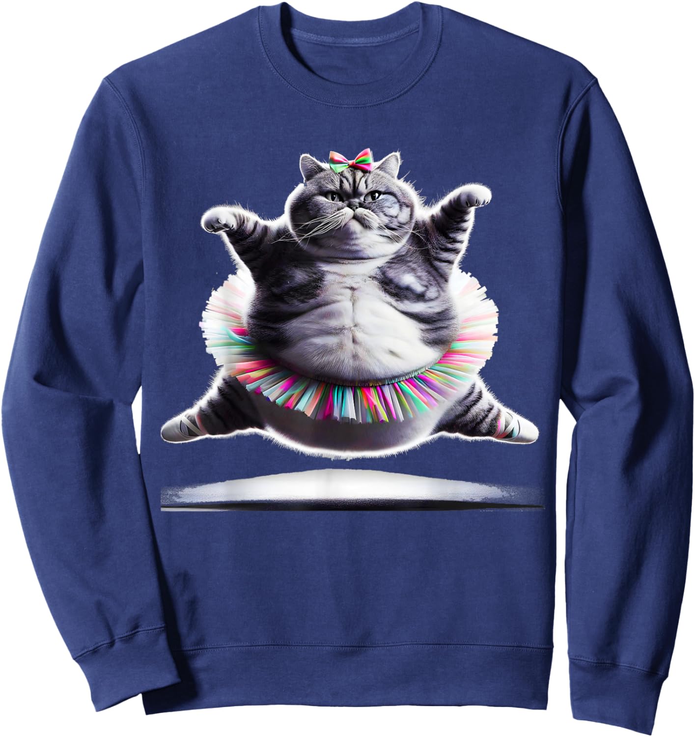 Funny Chubby Ballet Kitty Cat Wearing a Tutu Dancing. Sweatshirt - Sweatshirt | Navy