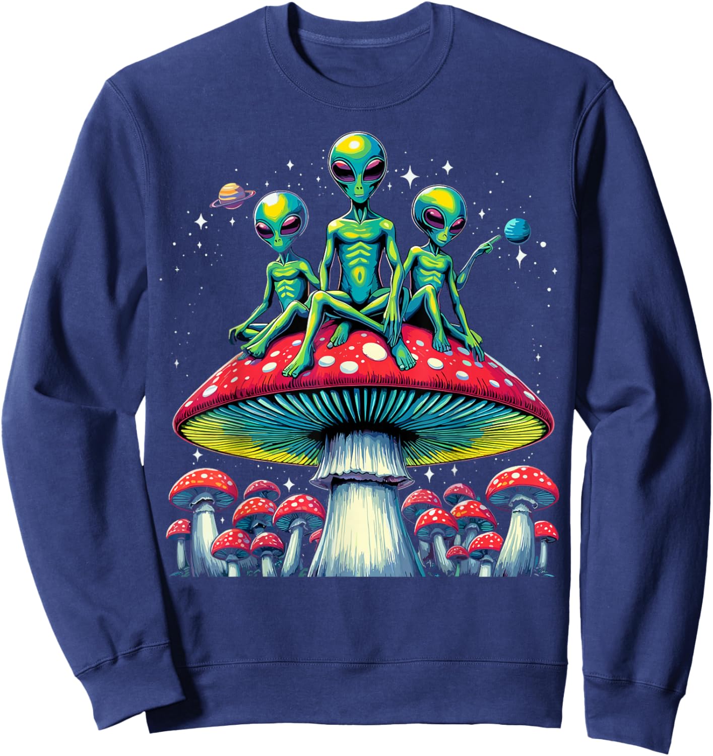 Trippy Alien Mushroom - Funny Psychedelic Shroom Sweatshirt - Sweatshirt | Navy