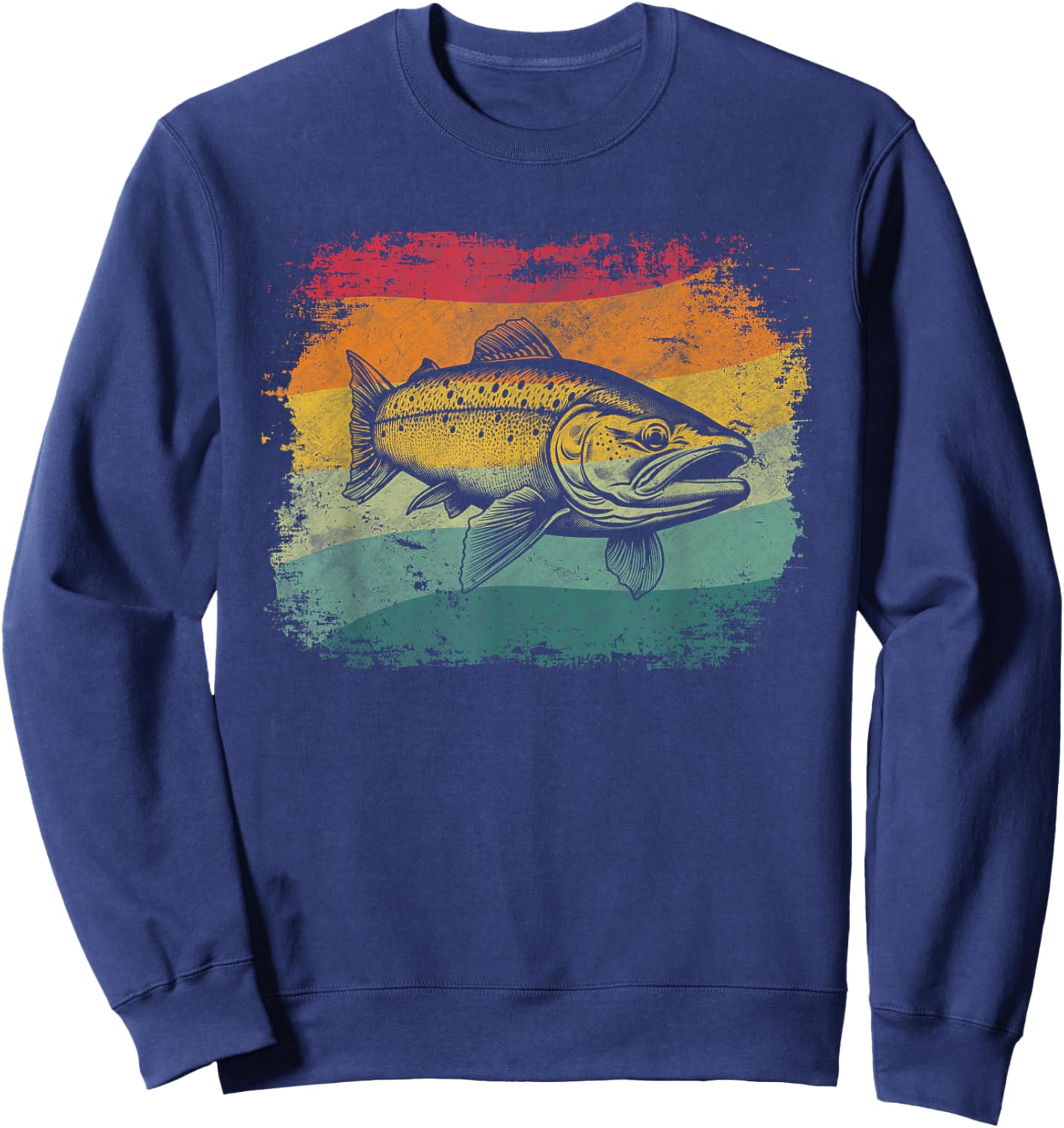 Steelhead Fish Retro Design Sweatshirt - Sweatshirt | Navy