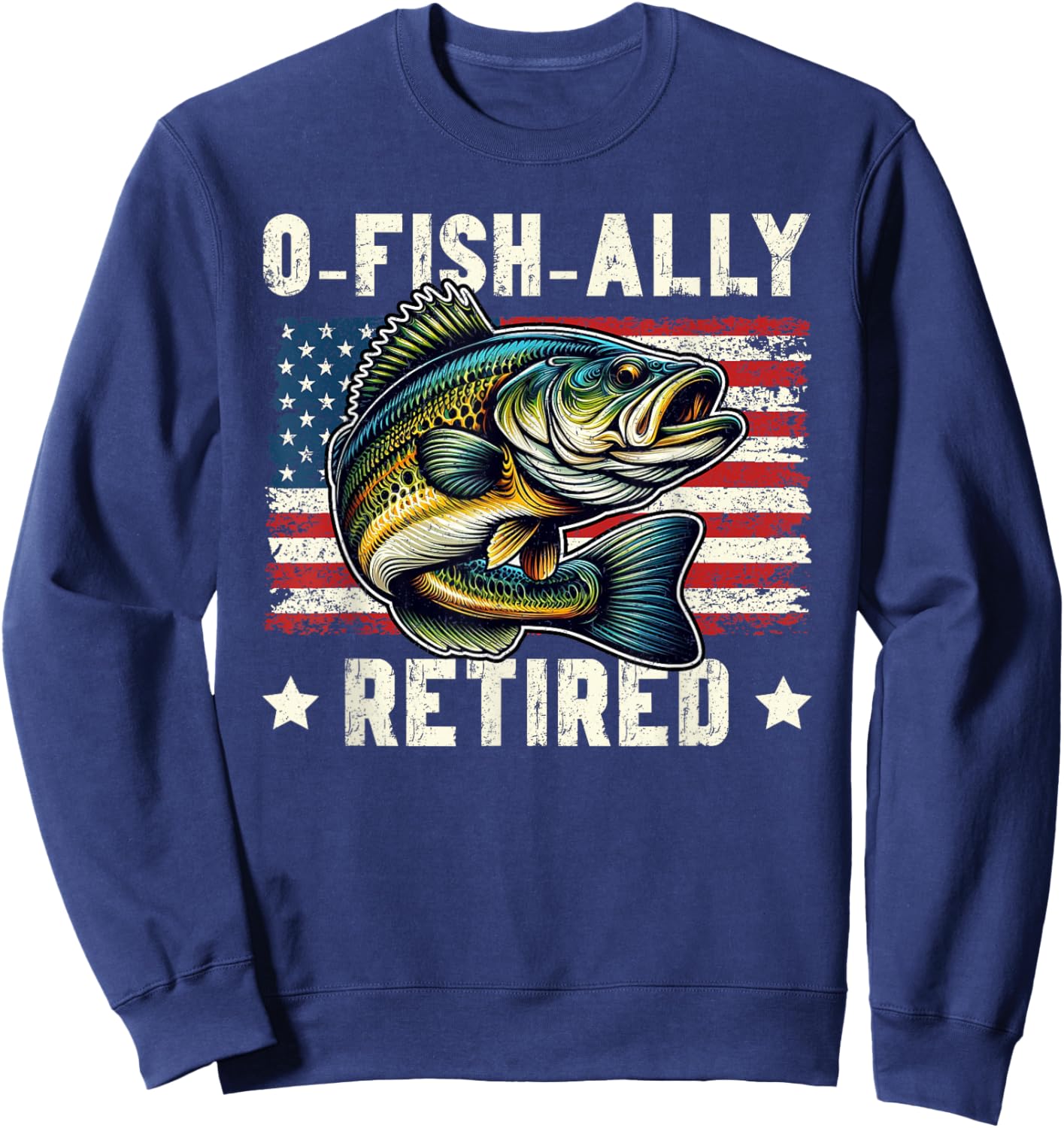 O Fish Ally Retired Fisherman Fishing Bass Retirement Sweatshirt - Sweatshirt | Navy