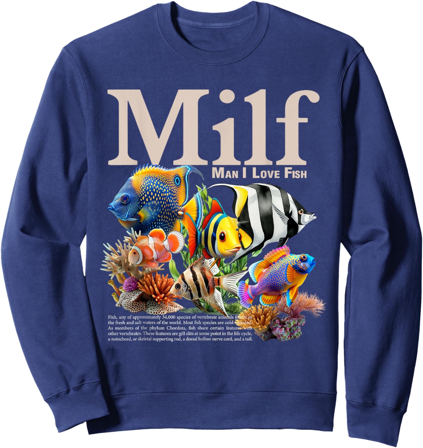 MILF Man I Love Fish Funny Fishing Fisherman Humor Nature Sweatshirt - Sweatshirt | Navy