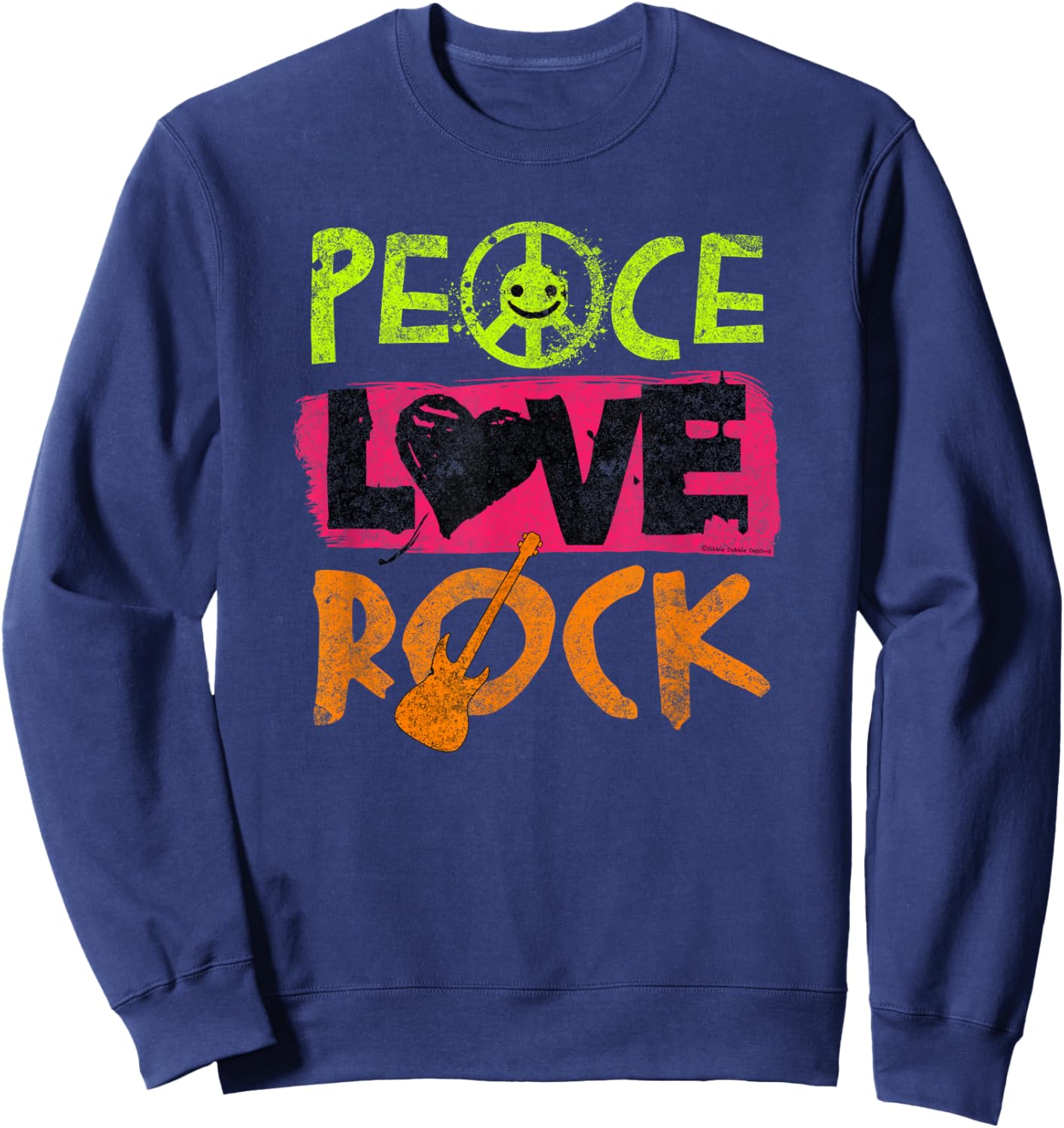 Peace Love Rock Guitar Concert Band Rock Music Sweatshirt - Sweatshirt | Navy