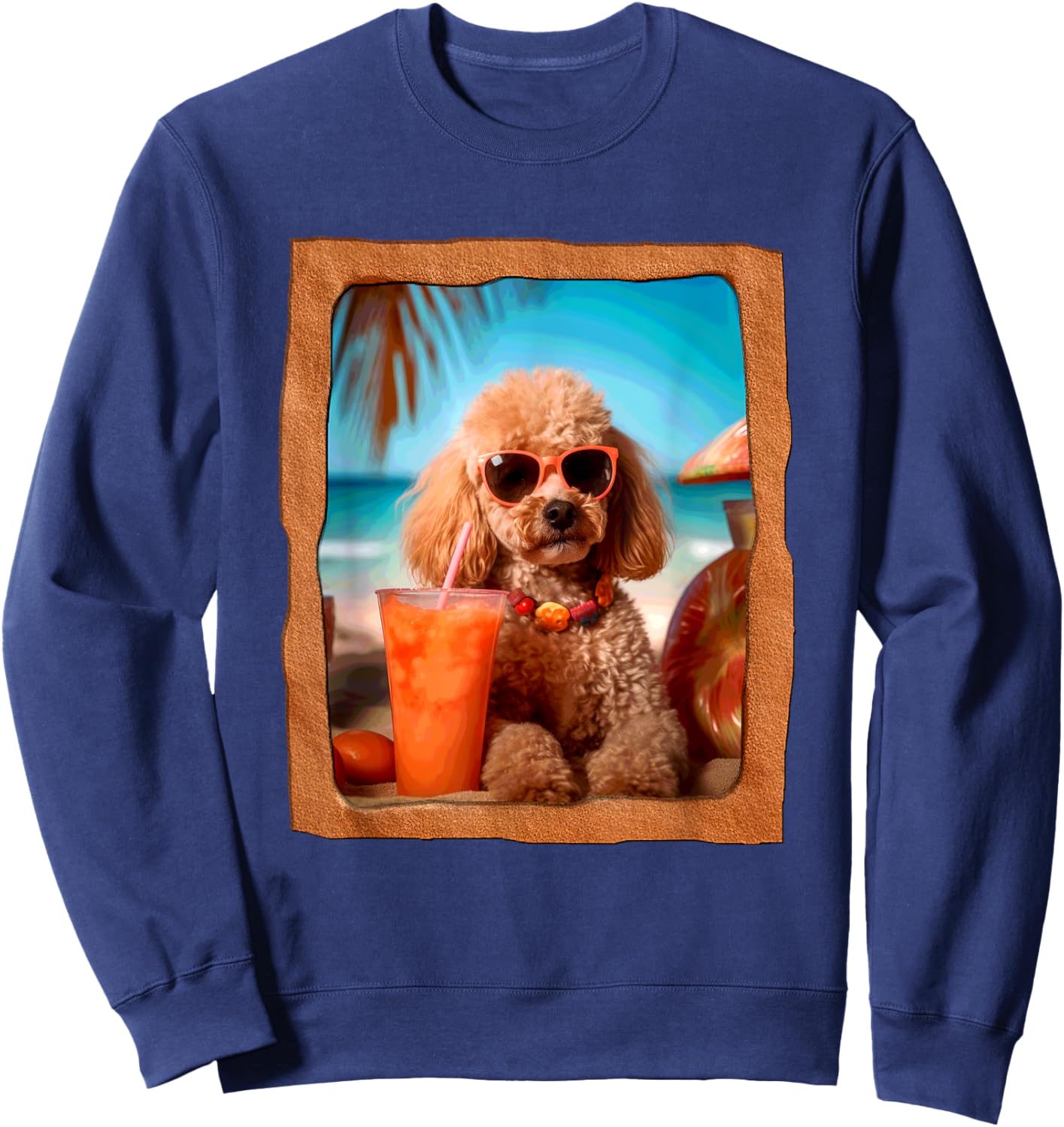 Poodle Chill Vibes Tropical Paradise Sweatshirt - Sweatshirt | Navy