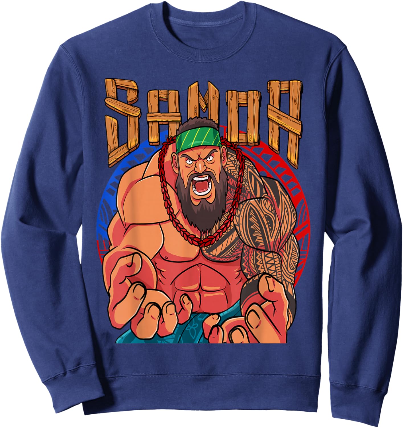 Samoan Pride Polynesian Warrior Samoa Flag Sweatshirt - Sweatshirt | Navy