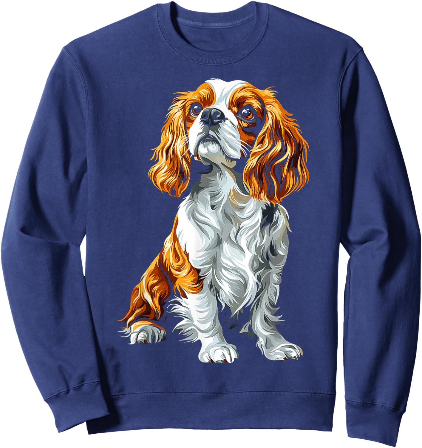 Cavalier King Charles Spaniel Dog Graphic Pet Artwork Men Women Kids Sweatshirt - Sweatshirt | Navy