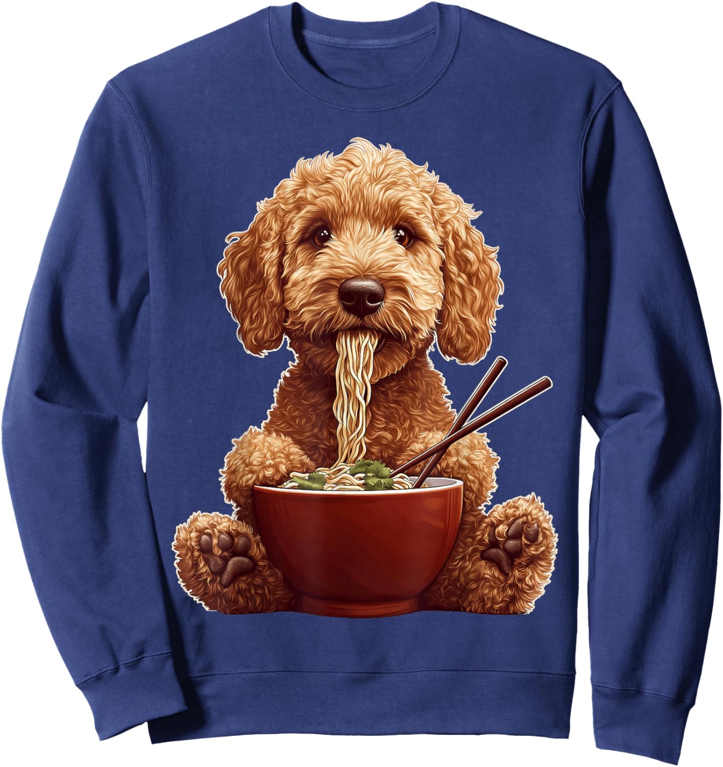Golden Doodle Goldendoodle Dog Ramen Japanese Noodles Sweatshirt - Sweatshirt | Navy
