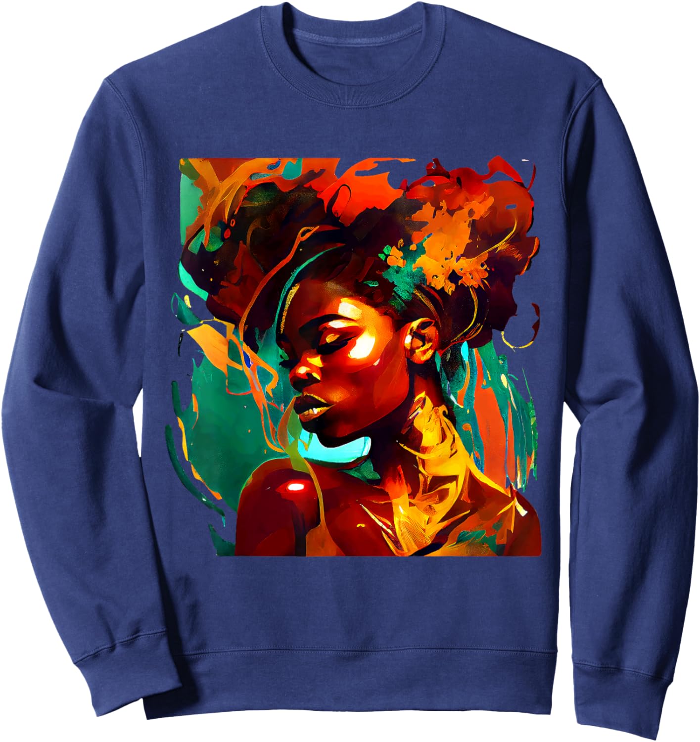 Beautuful Black Art African American Woman Painting Sweatshirt - Sweatshirt | Navy