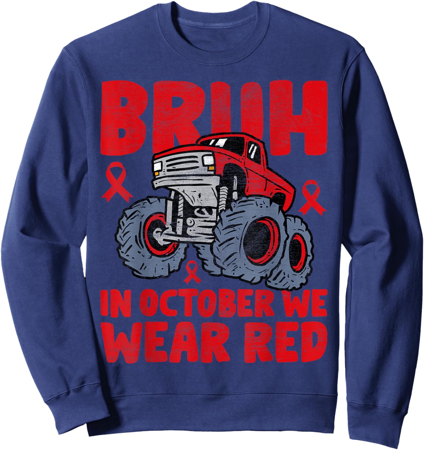 Red Ribbon Week Shirt for Kids Boys Bruh In October Wear Red Sweatshirt - Sweatshirt | Navy
