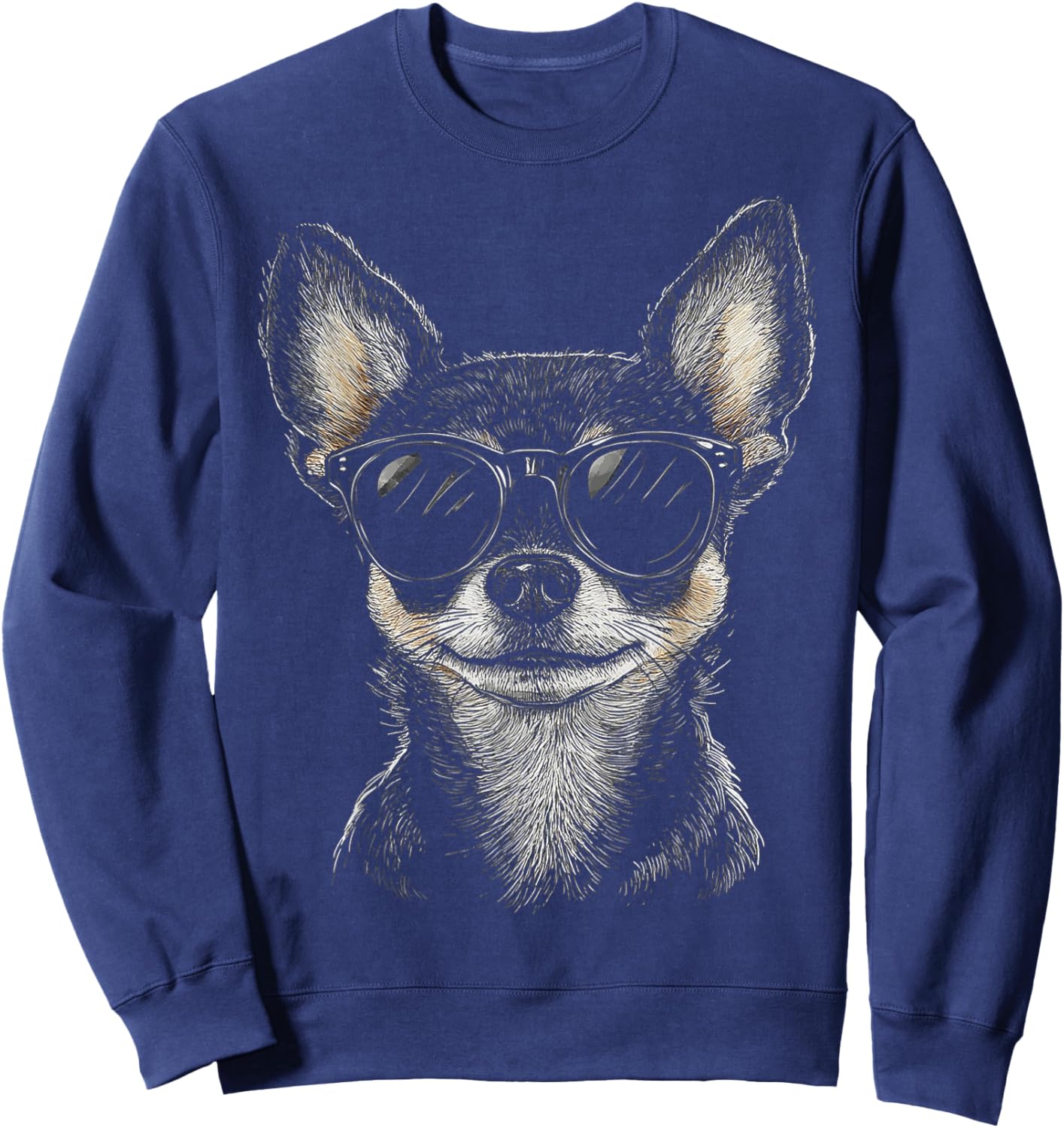 Chihuahua Dog Motif Pet Art Sunglasses Chihuahua Sweatshirt - Sweatshirt | Navy