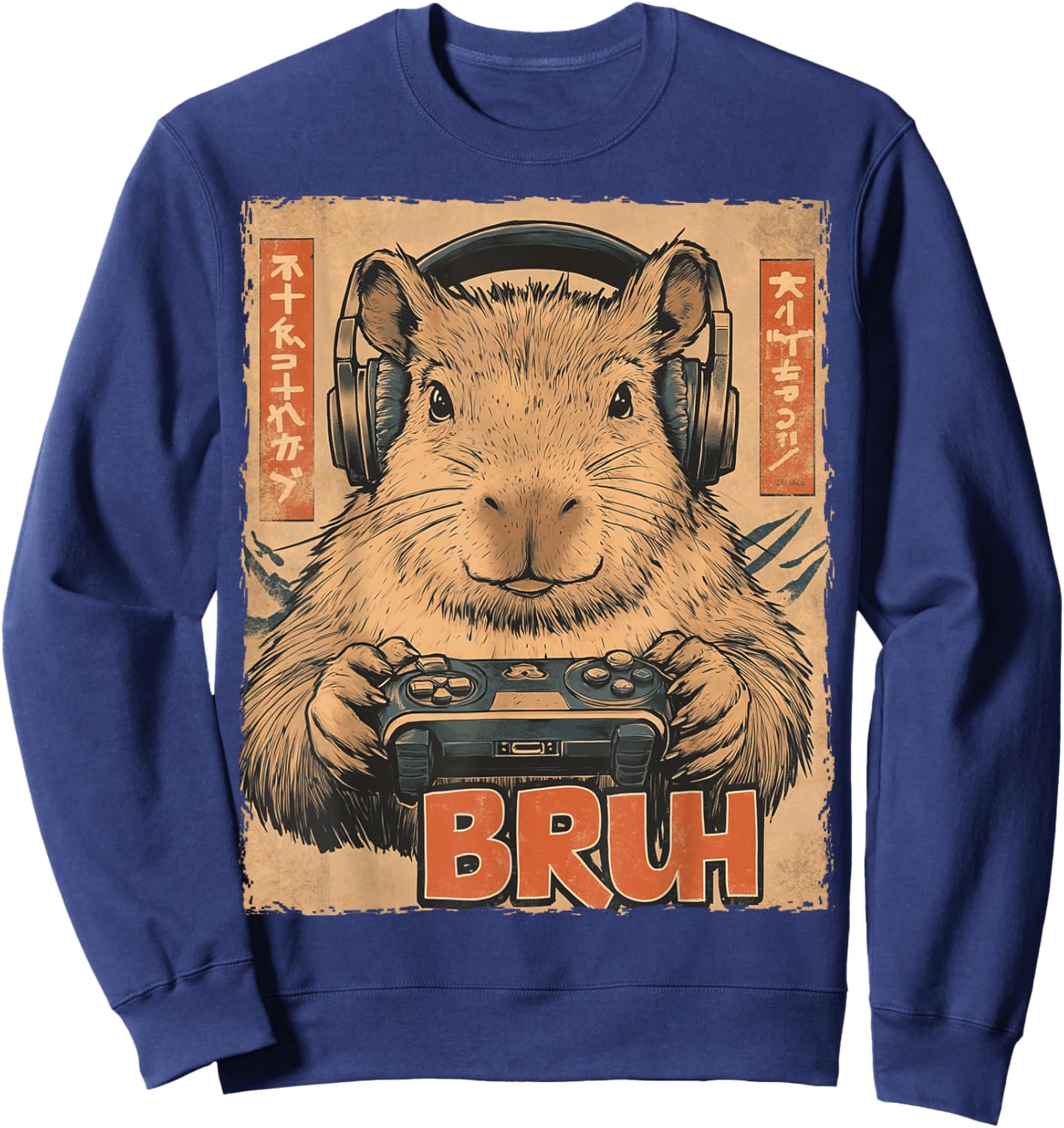 Funny Capybara Bruh Video Games Japanese Anime Manga Kawaii Sweatshirt - Sweatshirt | Navy