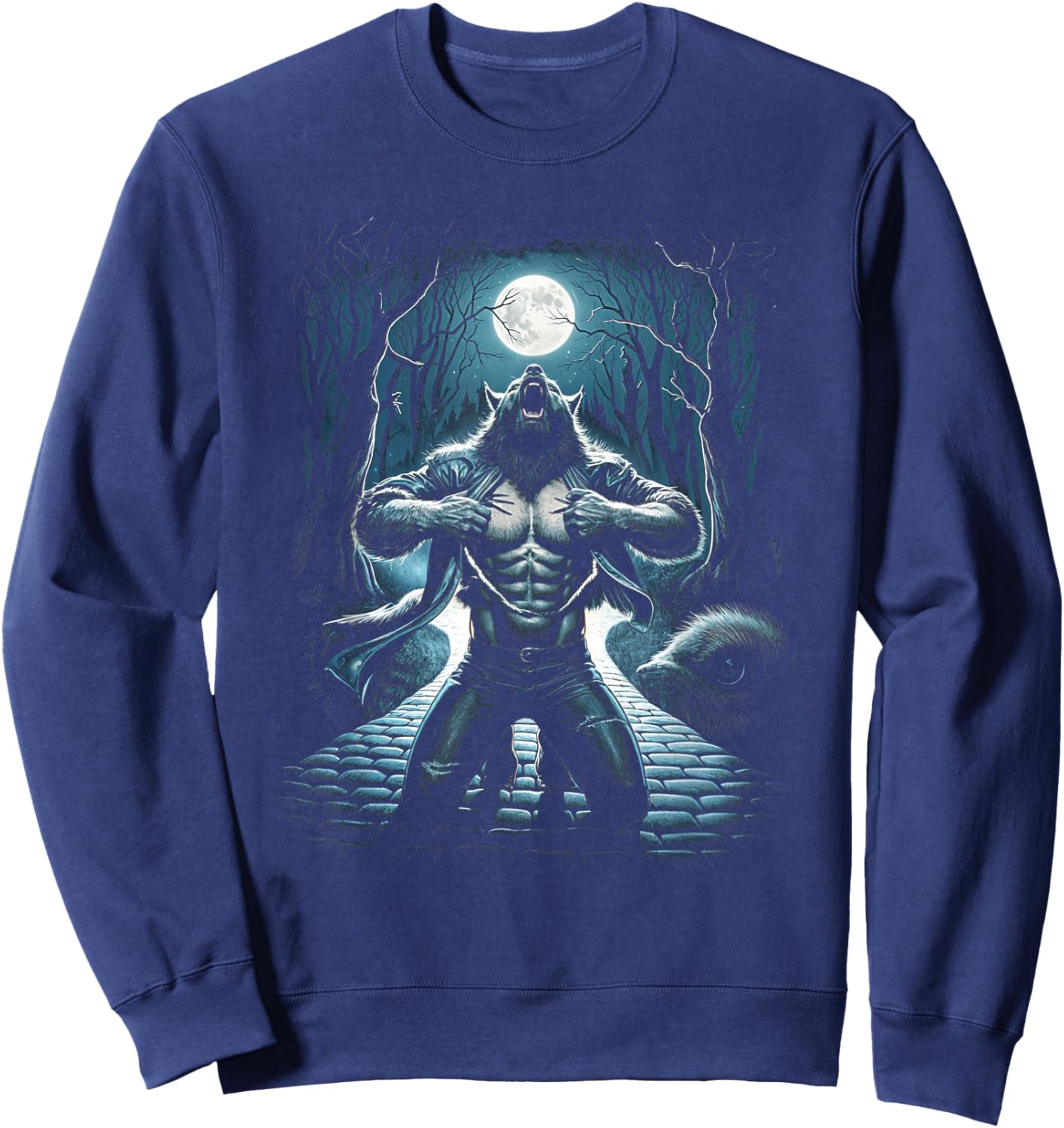 Werewolf Transformation Moon Beast Mythical Creature Sweatshirt - Sweatshirt | Navy