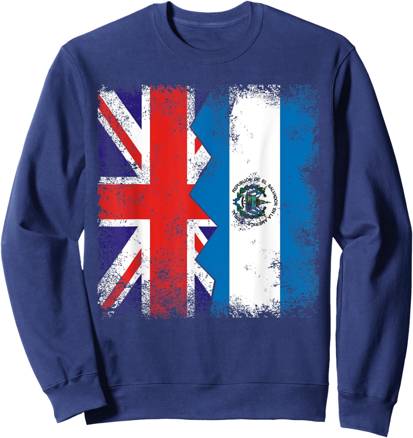 Salvadorian Roots | Half British Flags | UK El Salvador Sweatshirt - Sweatshirt | Navy