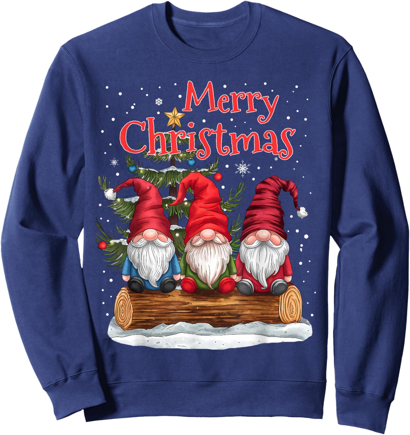 Merry Christmas Gnomes Family Xmas Festive Holiday Gnome Sweatshirt - Sweatshirt | Navy