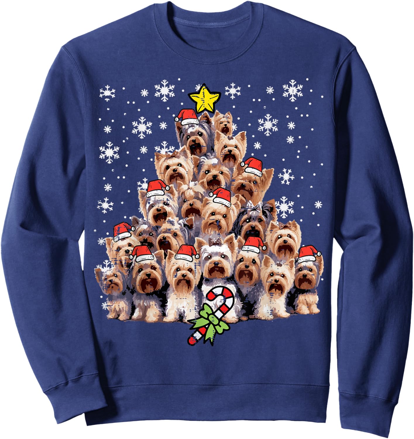 Yorkie Dogs Christmas Tree Xmas Holiday Pet Men Women Kids Sweatshirt - Sweatshirt | Navy