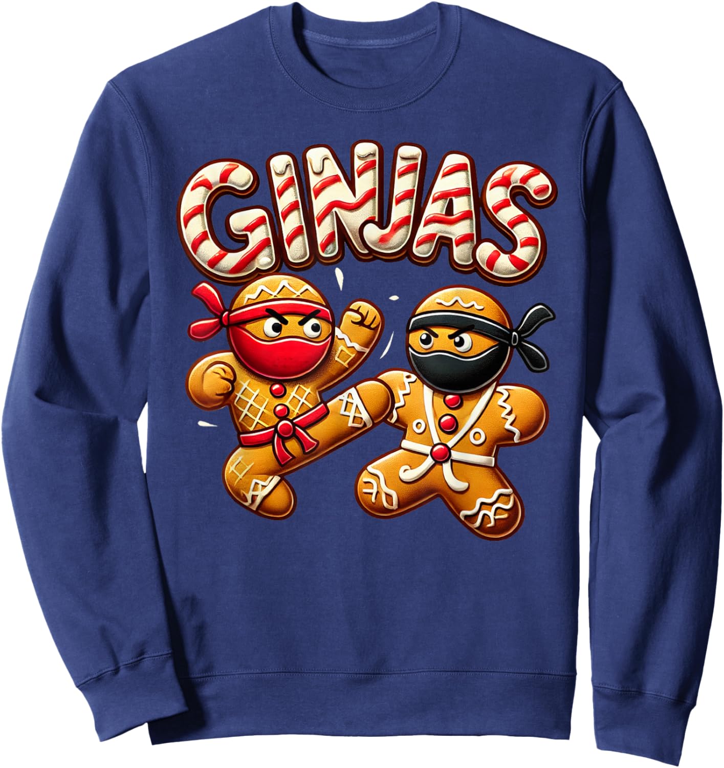 Funny Ginjas Gingerbread Ninjas for kid boys Christmas Xmas Sweatshirt - Sweatshirt | Navy