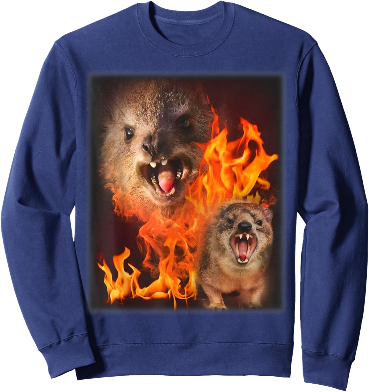 Funny Rock Hyrax Fire Meme Sweatshirt - Sweatshirt | Navy