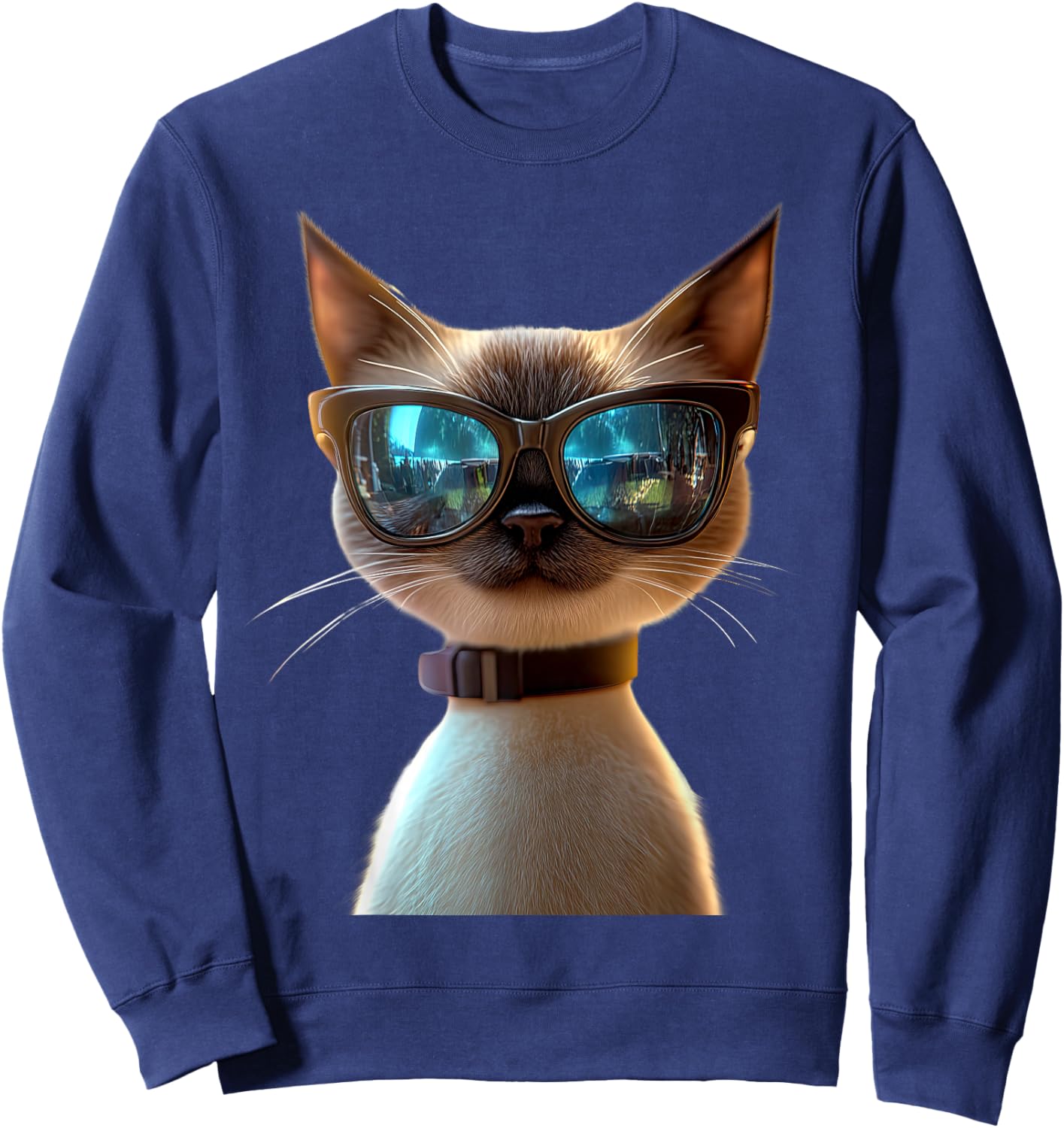 Siamese Cat Kitten Cat Lover Cat Mom Dad Cute Siamese Cats Sweatshirt - Sweatshirt | Navy