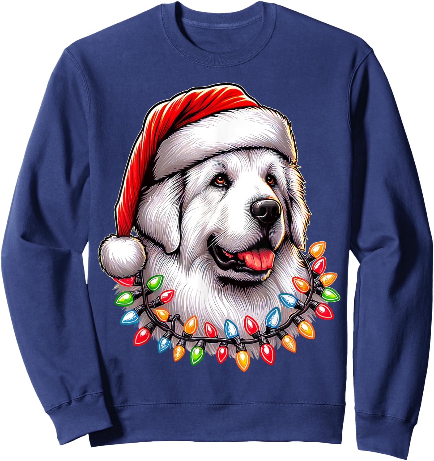 Great Pyrenees Dog Christmas Hat Xmas Sweatshirt - Sweatshirt | Navy
