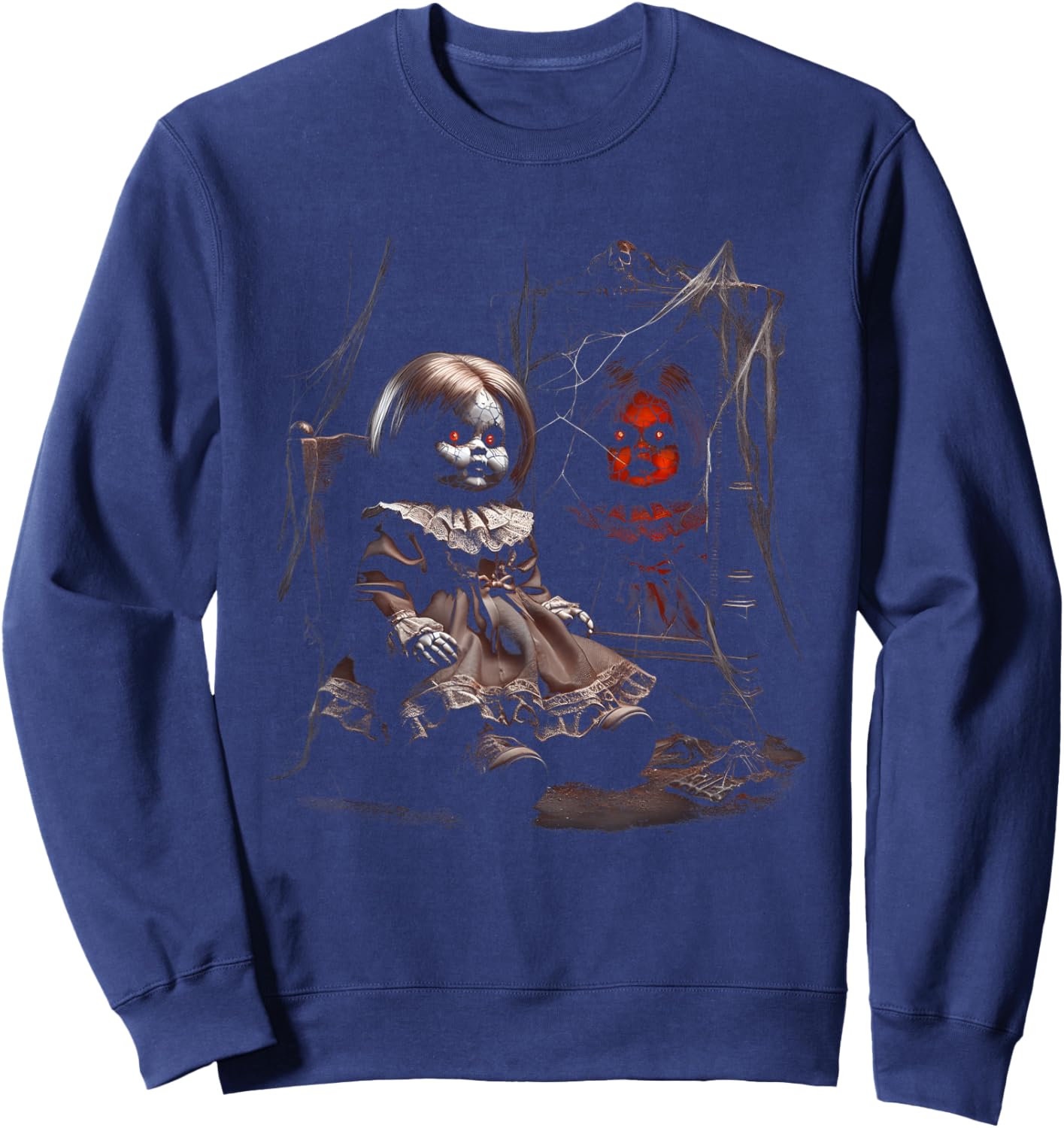 Murder Doll Halloween Killer Puppet Creepy Sweatshirt - Sweatshirt | Navy