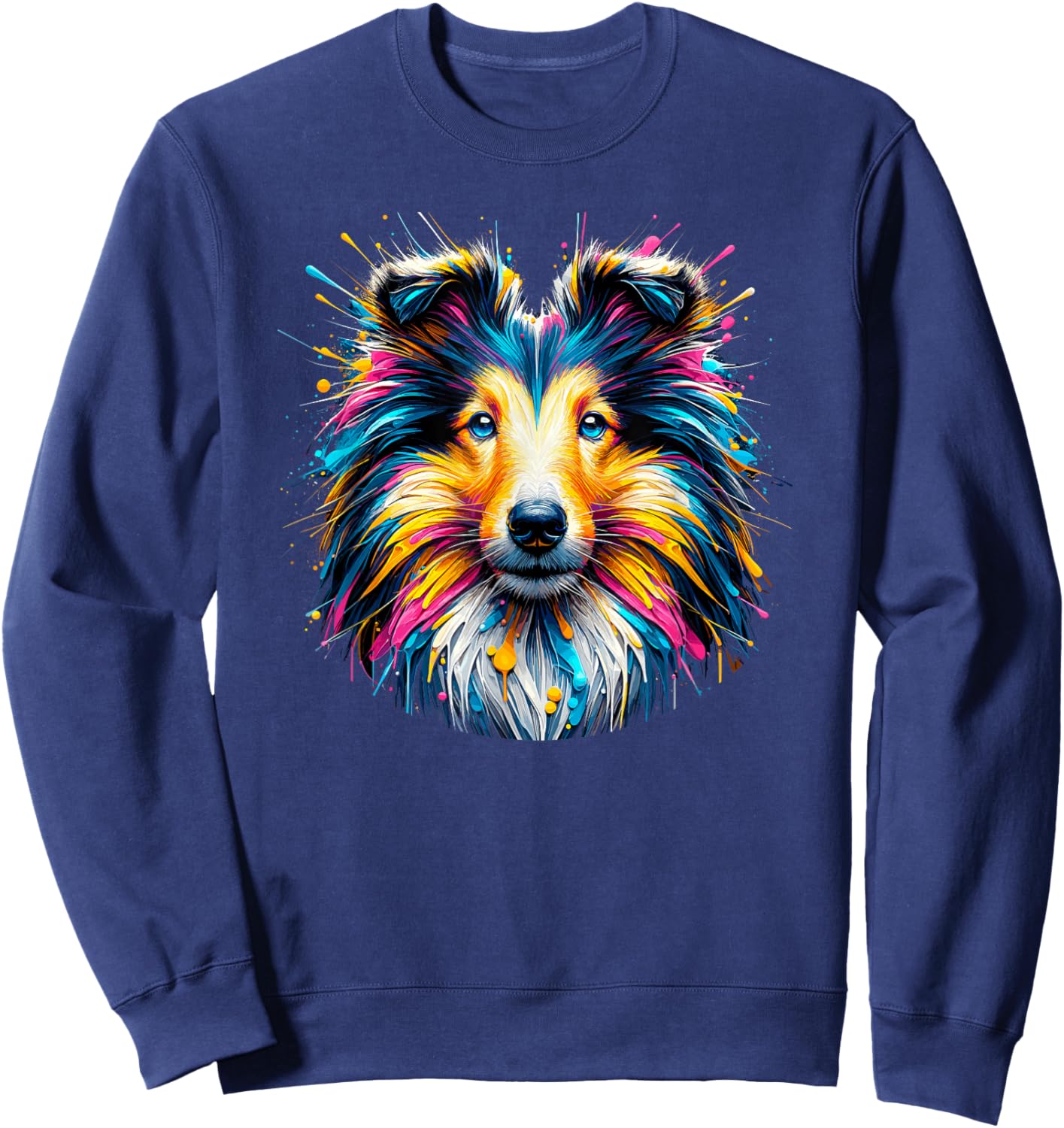 Splash Art Shetland Sheepdog Sheltie Women Girls Kids Sweatshirt - Sweatshirt | Navy