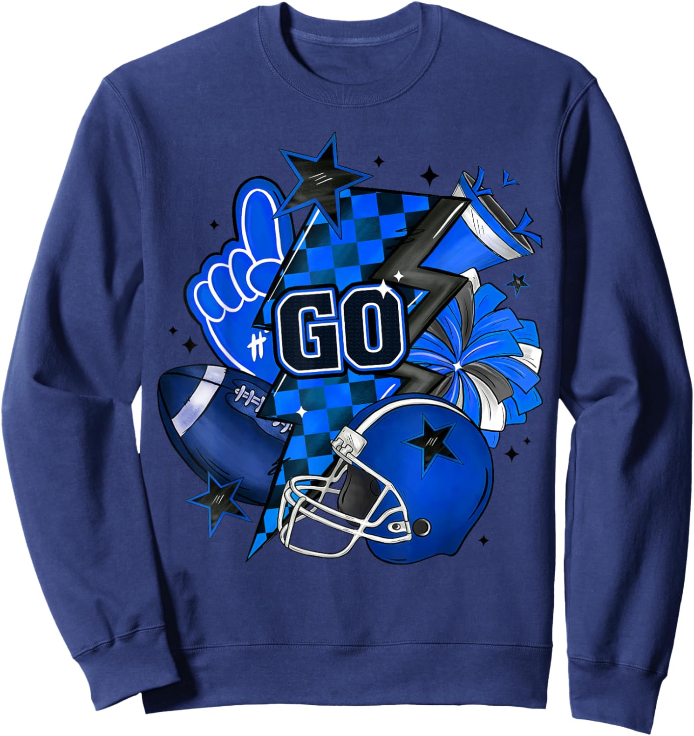 Game Day Cheer Blue Coquette Bow Touchdown Season Football Sweatshirt - Sweatshirt | Navy