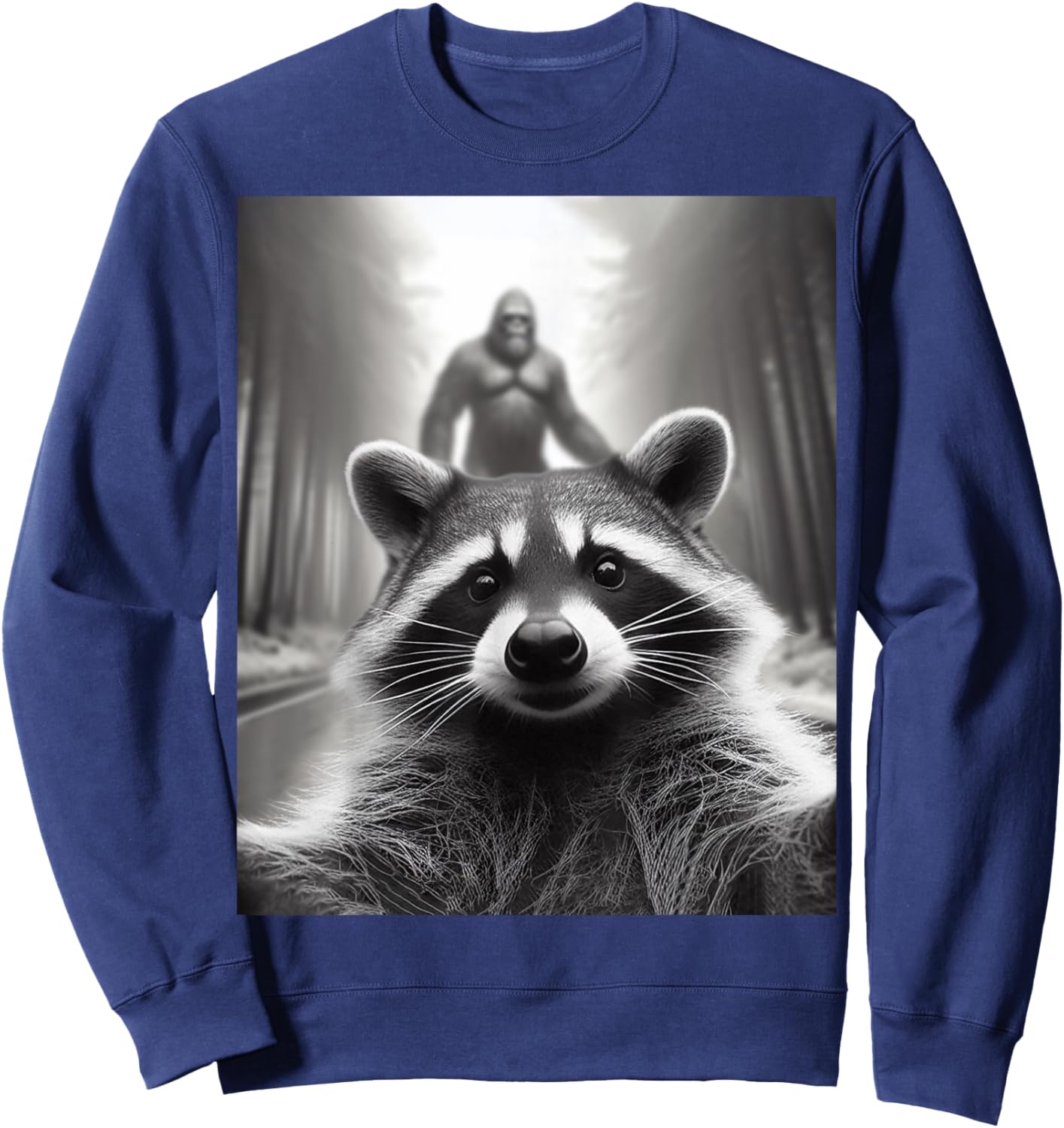 Funny Scared Raccoon Selfie Bigfoot Gift kid Sweatshirt - Sweatshirt | Navy