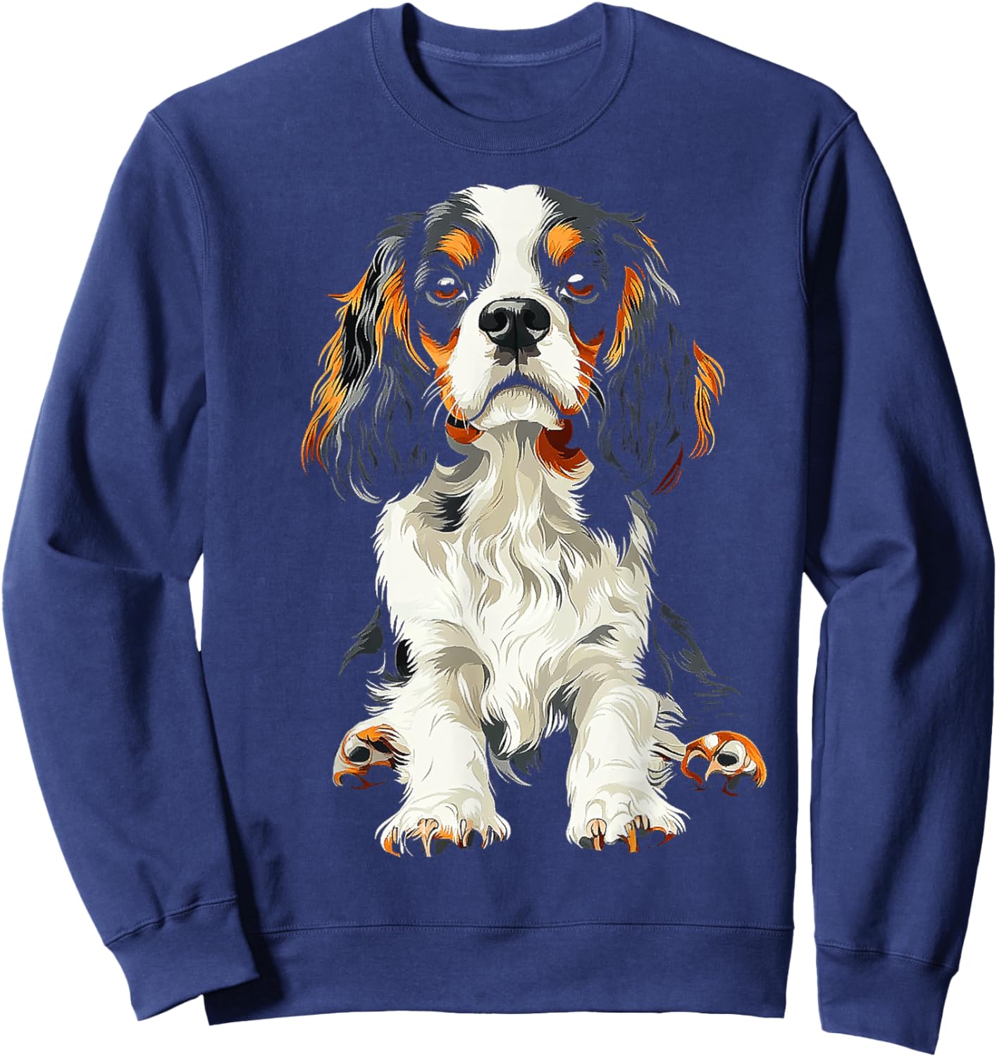 Cavalier King Charles Spaniel Dog Graphic Pet Artwork Women Kids Sweatshirt - Sweatshirt | Navy
