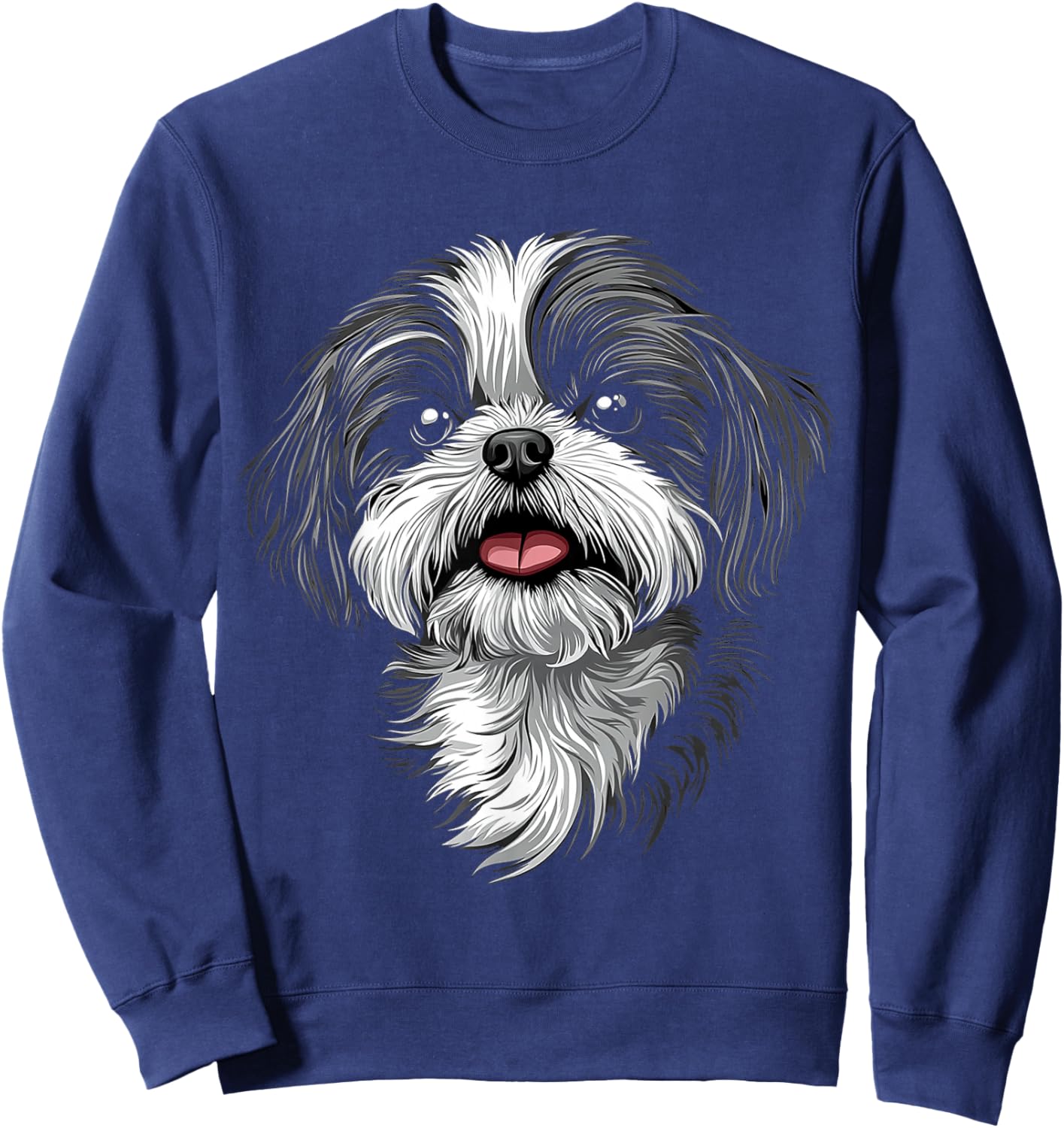 Shih Tzu Dog Motif Pet Illustration Shih Tzu Sweatshirt - Sweatshirt | Navy