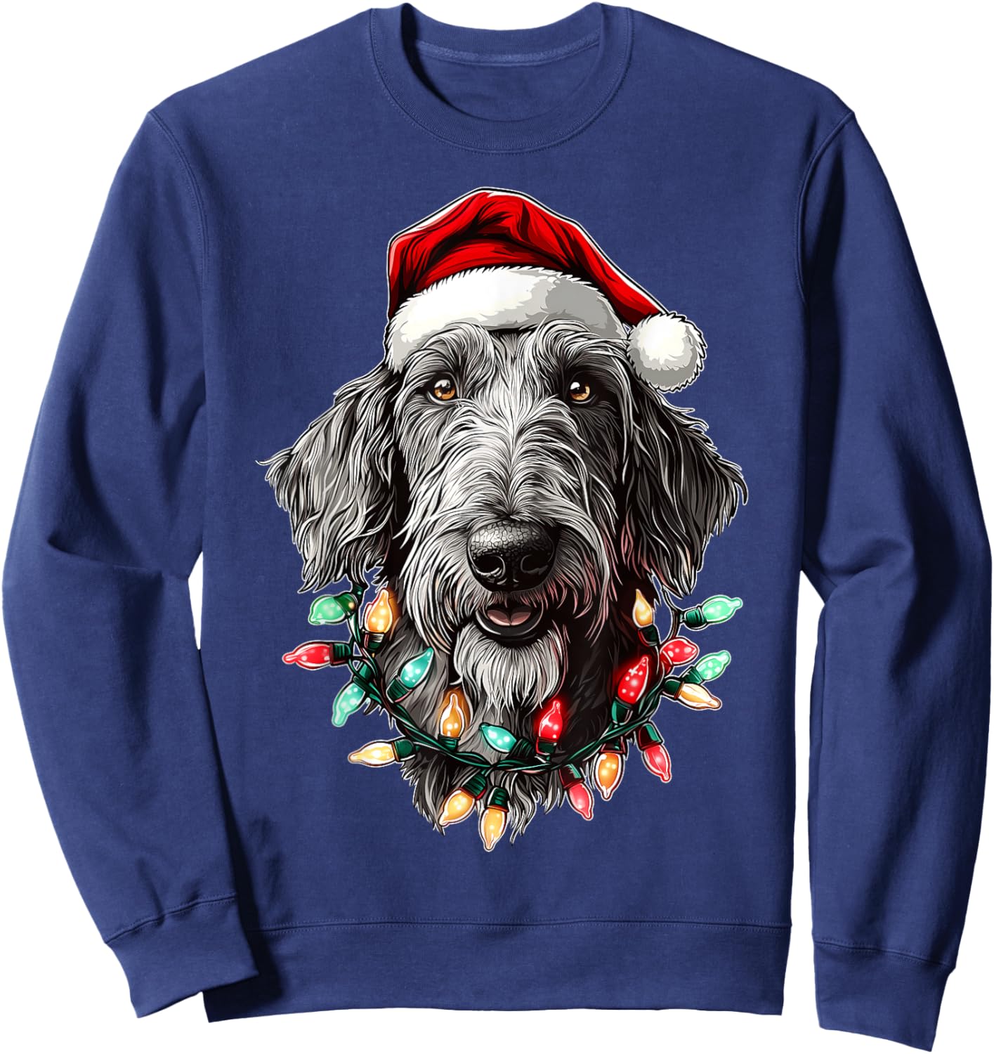 Irish Wolfhound Dog Christmas Hat Xmas Women Kids Sweatshirt - Sweatshirt | Navy