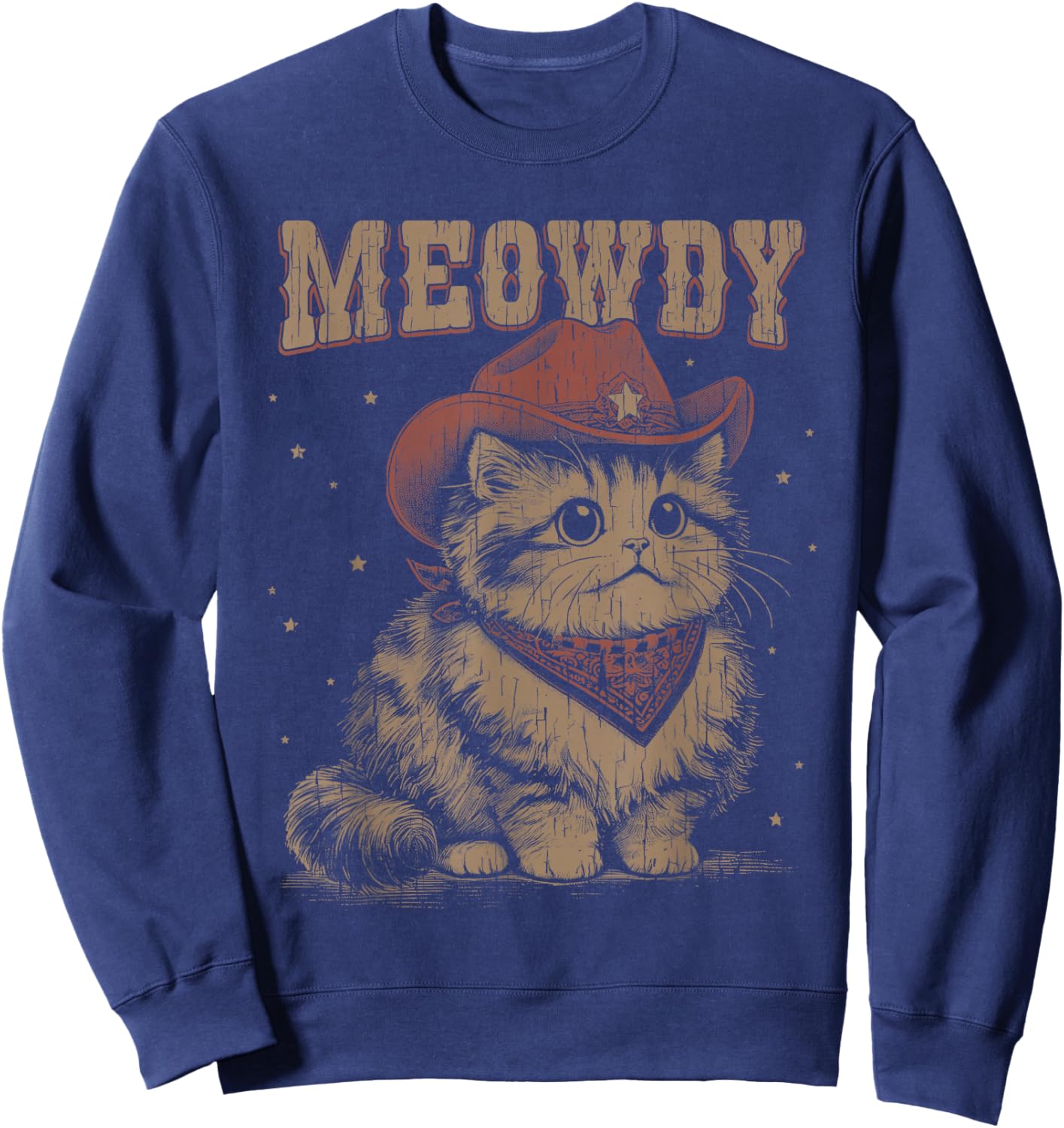 Meowdy Cat Western Cute Cowgirl Vintage Graphic Sweatshirt - Sweatshirt | Navy
