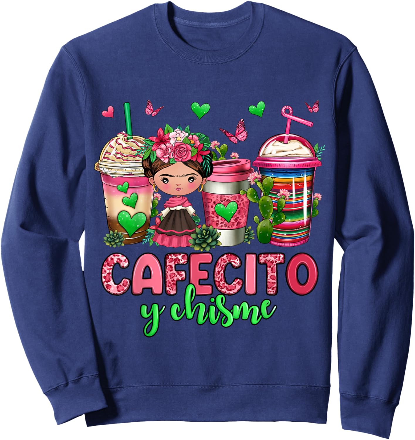 Cafecito y chisme coffee cups Sweatshirt - Sweatshirt | Navy