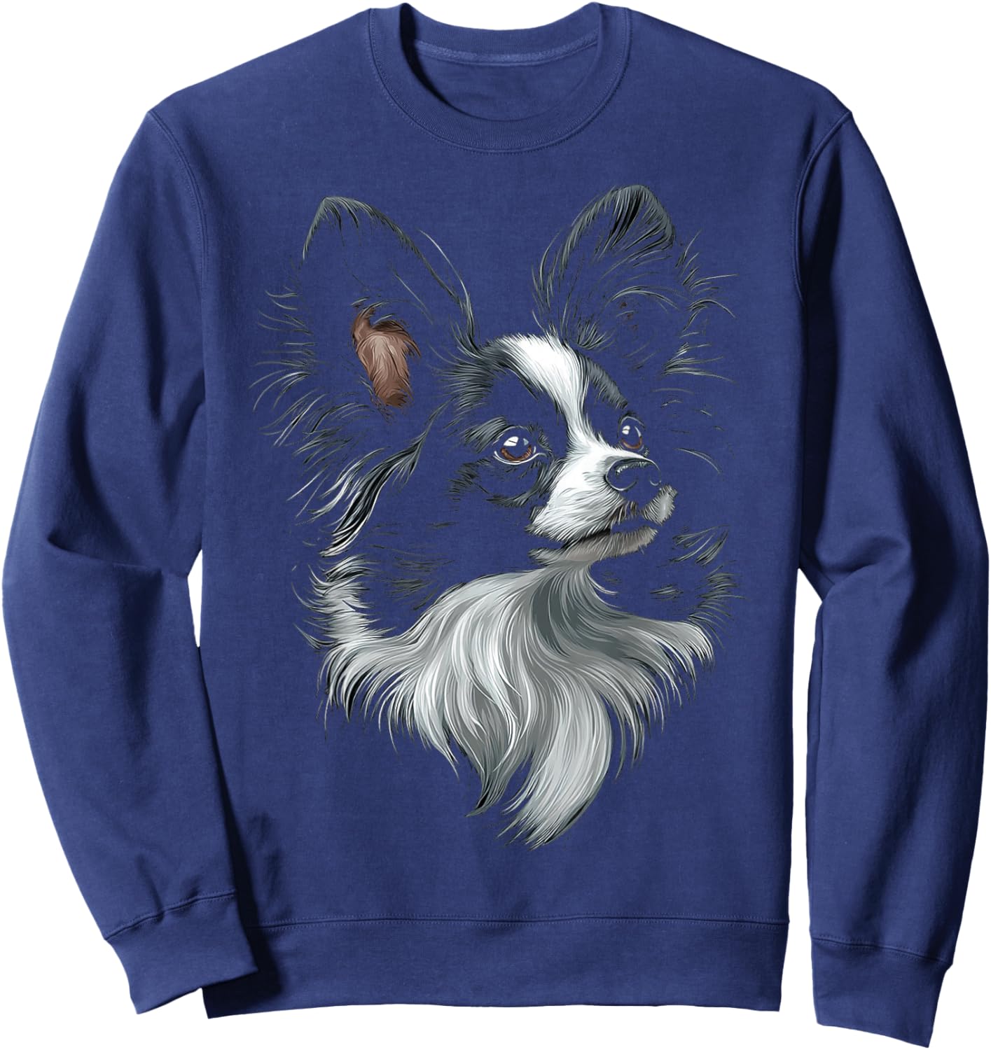 Papillon Dog Motif Pet Art Papillon Sweatshirt - Sweatshirt | Navy