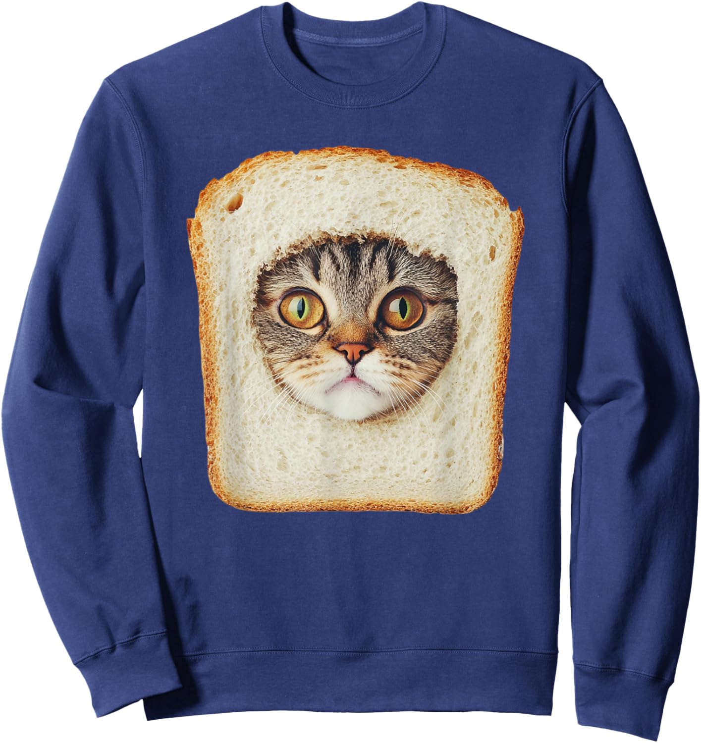 Funny Bread Cat Photo Men Women Kids Sweatshirt - Sweatshirt | Navy