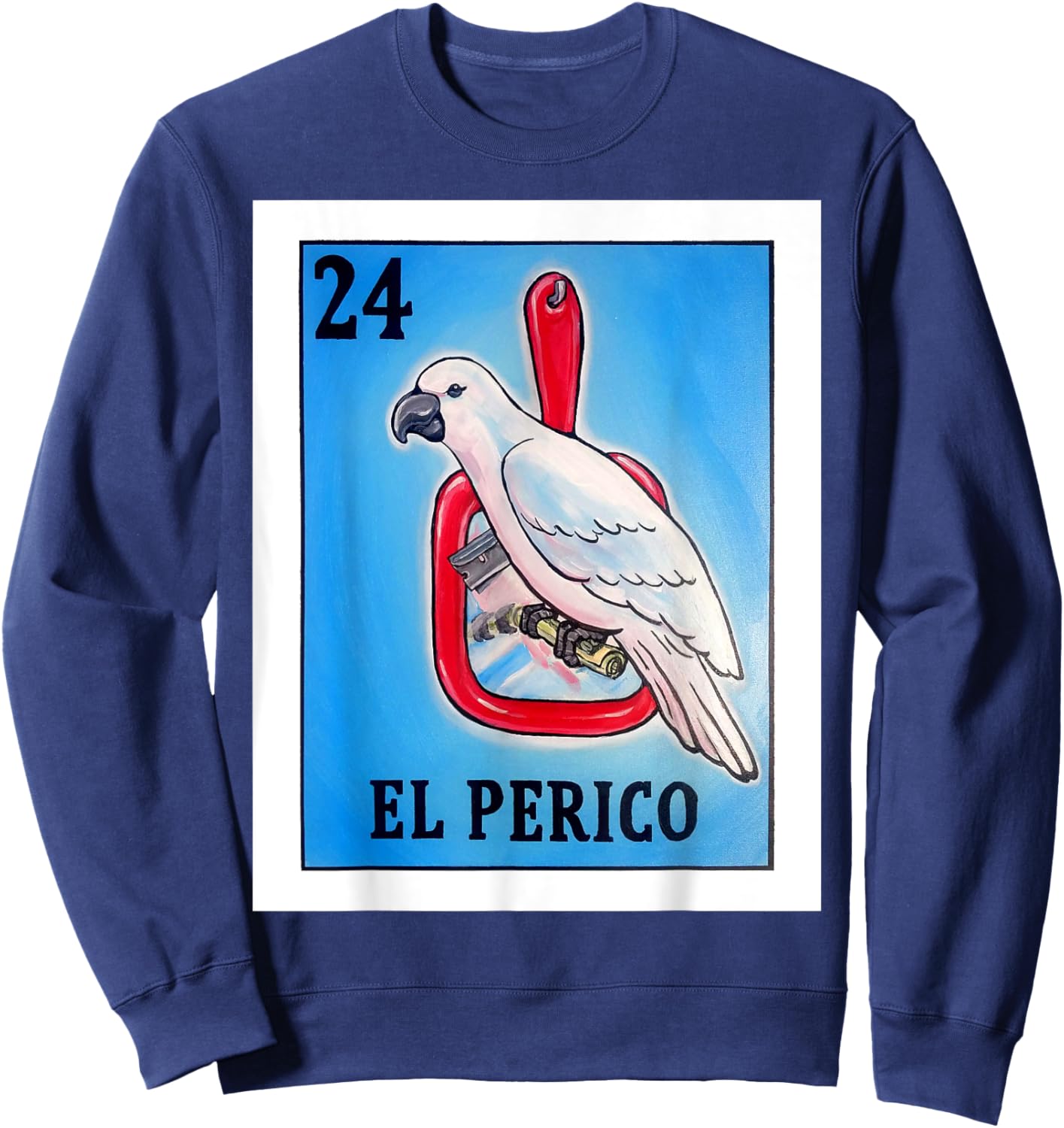 El Perico Card Parakeet Mexican Lottery Card Sweatshirt - Sweatshirt | Navy