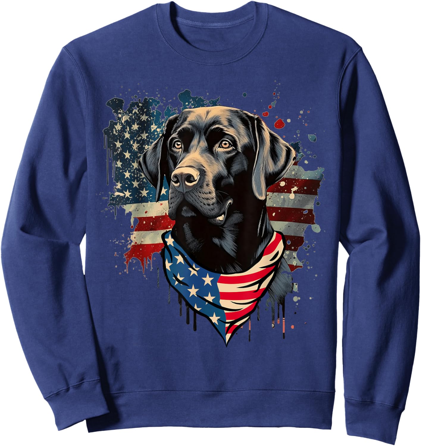 American Black Labrador Retriever USA Flag Vintage Dog Lover Sweatshirt - Sweatshirt | Navy