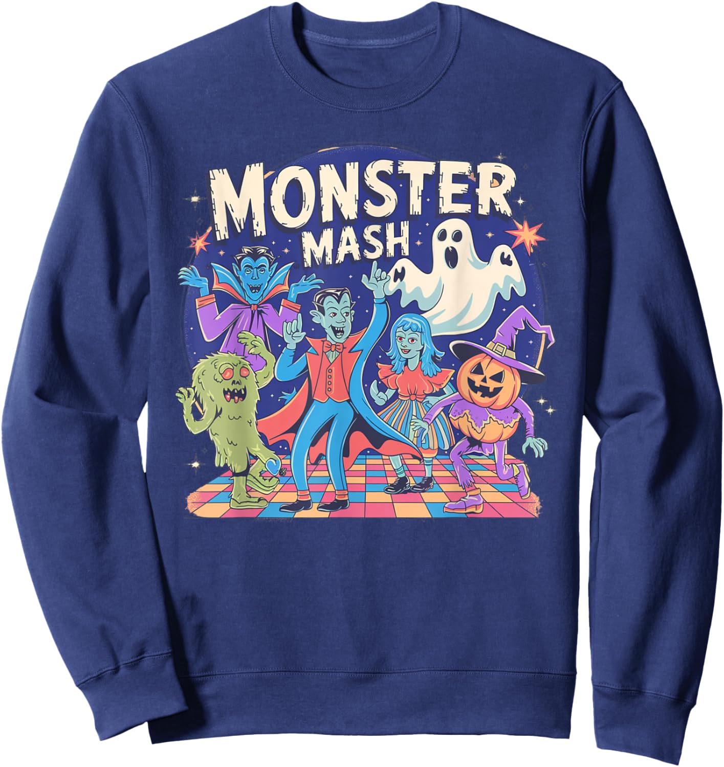 Vintage Monster Mash Funny Halloween Candy Handers Sweatshirt - Sweatshirt | Navy