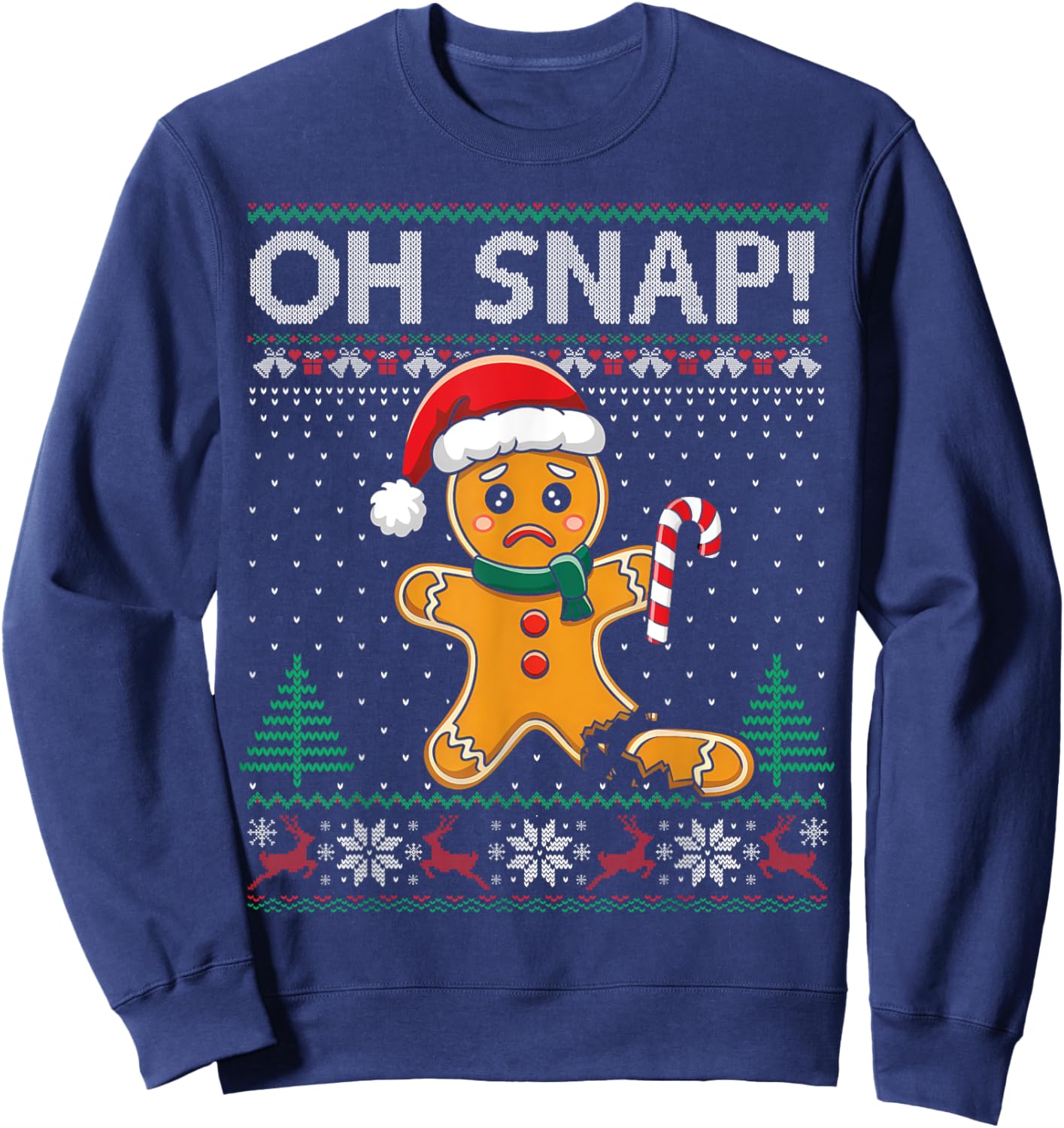 Gingerbread Man Cookie Ugly Sweater Oh Snap Christmas Sweatshirt - Sweatshirt | Navy