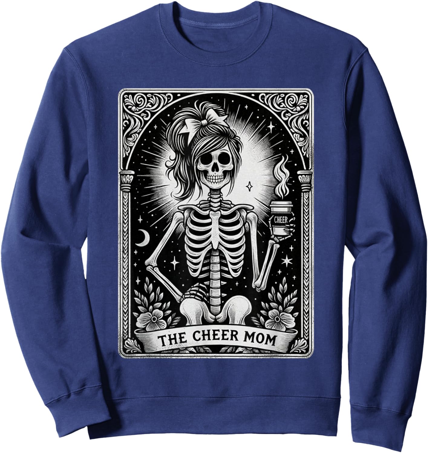Funny Cheer Mom Halloween, Tarot Card Cheerleading Mom Sweatshirt - Sweatshirt | Navy