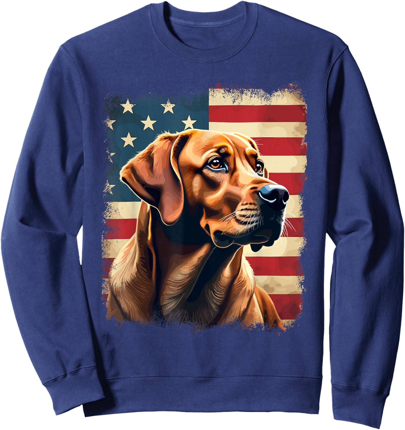 Labrador Retriever | Fox Red Labrador & American Flag Sweatshirt - Sweatshirt | Navy