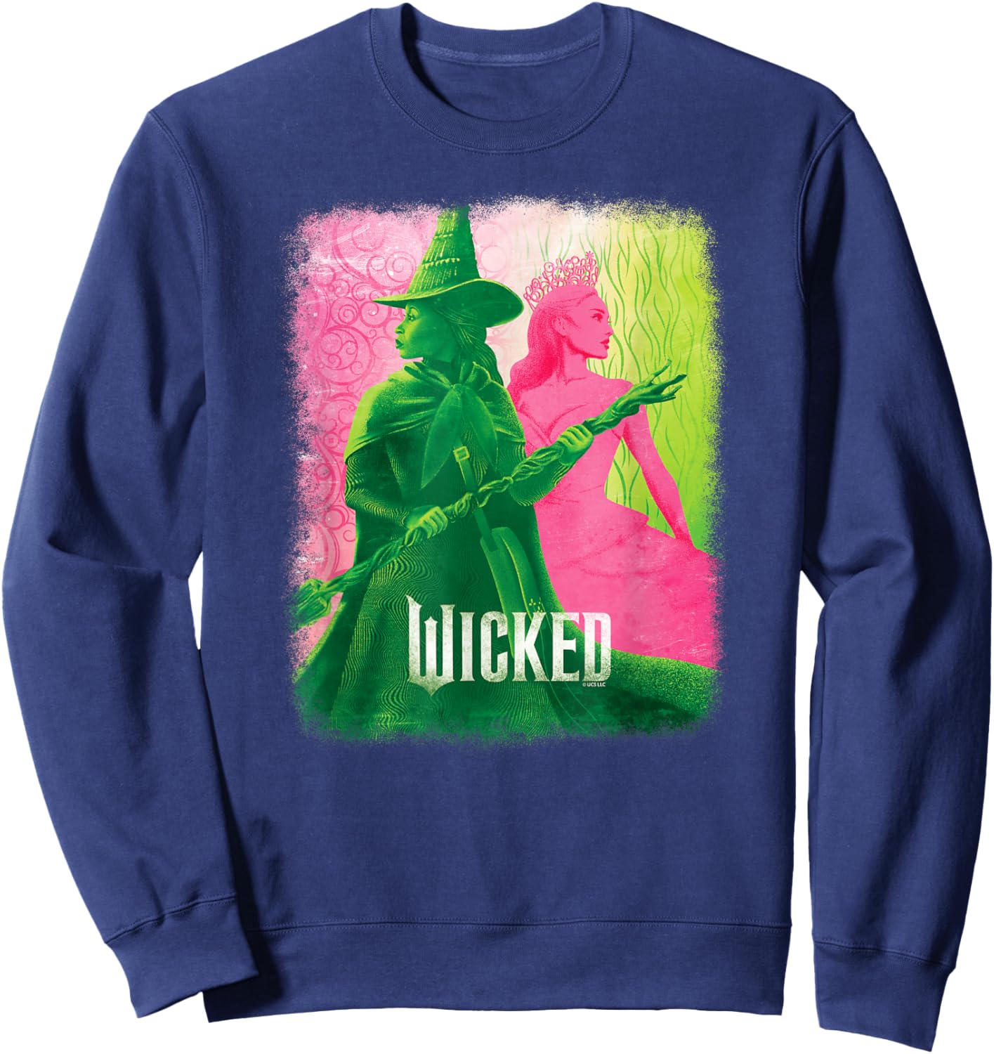 Wicked -Kids Movie Tie-In , Black, Small, Short Sleeve, , Tonal Effect Movie Design Sweatshirt - Sweatshirt | Navy