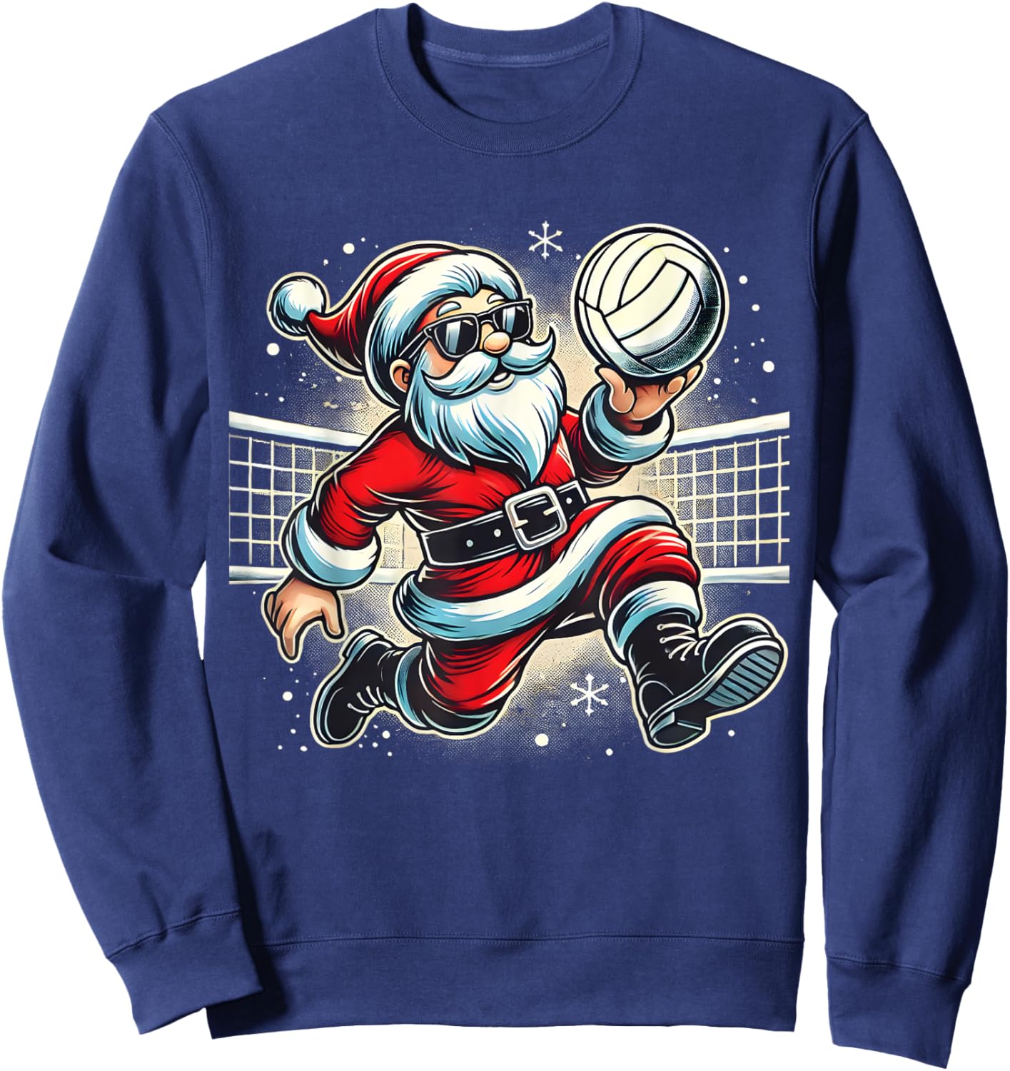 Santa Playing Volleyball Lovers Boys Girls Kids Christmas Sweatshirt - Sweatshirt | Navy