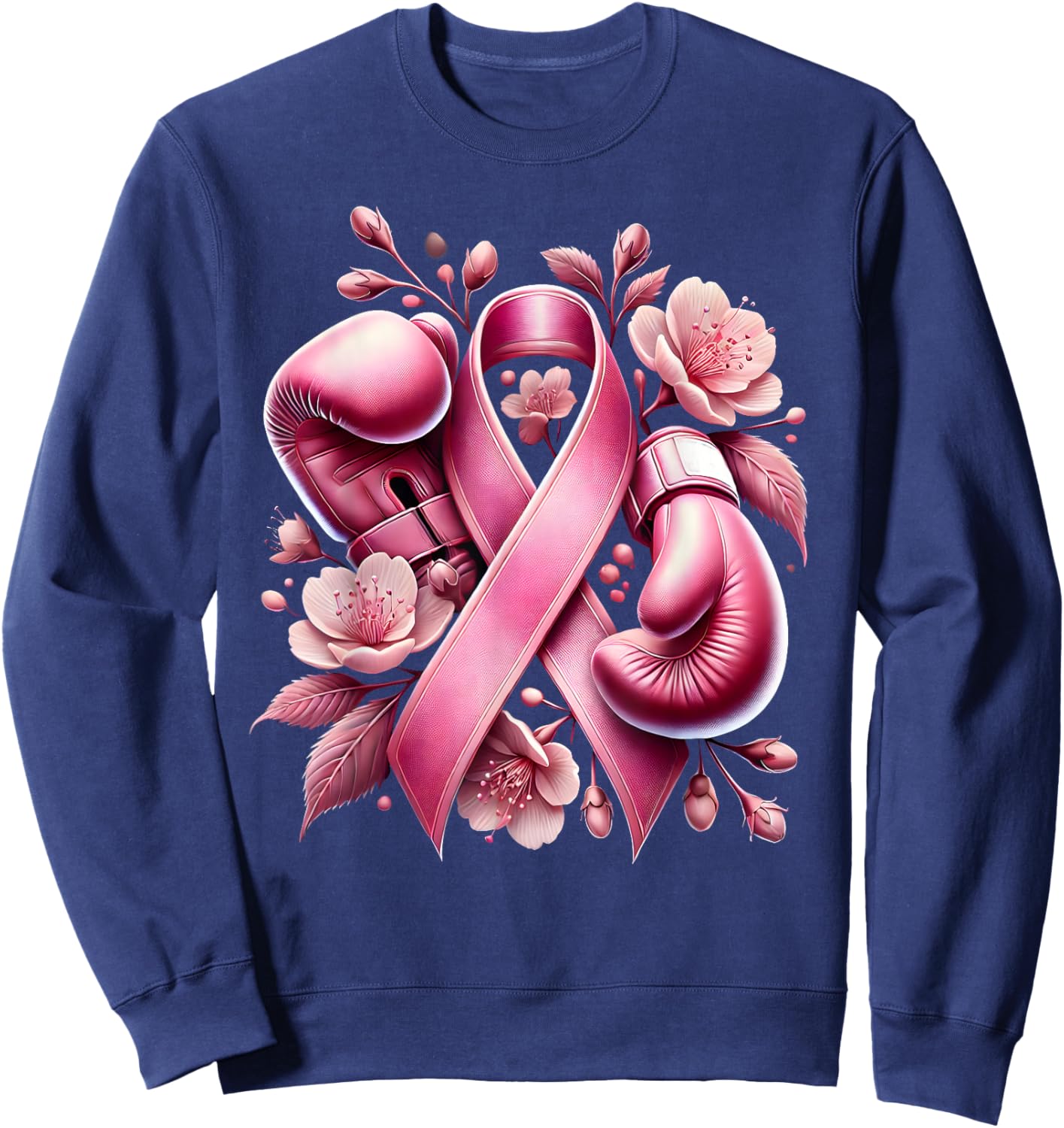 Breast Cancer Warrior Breast Cancer Fighter Pink Ribbon Sweatshirt - Sweatshirt | Navy
