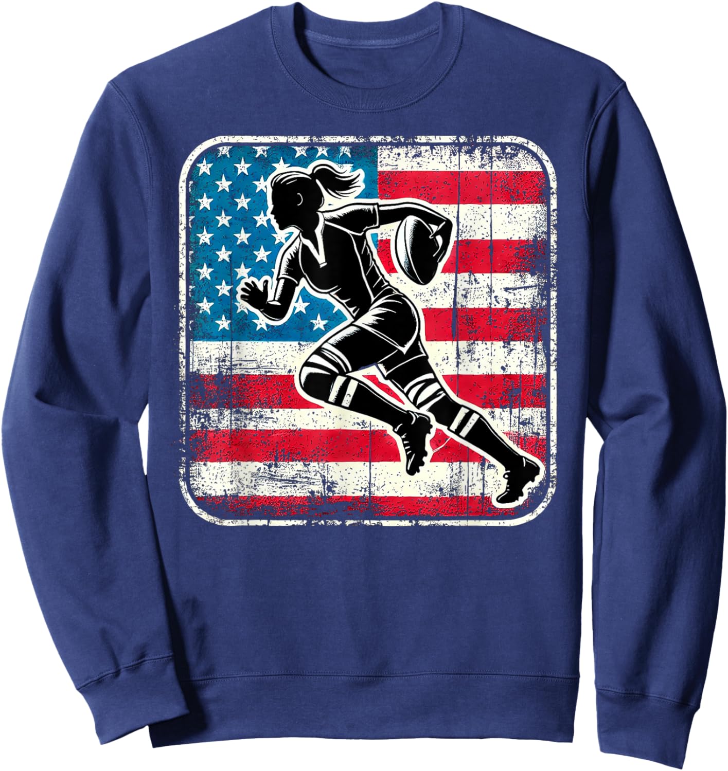 AMERICAN RUGBY Player Woman Flag USA United States Sweatshirt - Sweatshirt | Navy