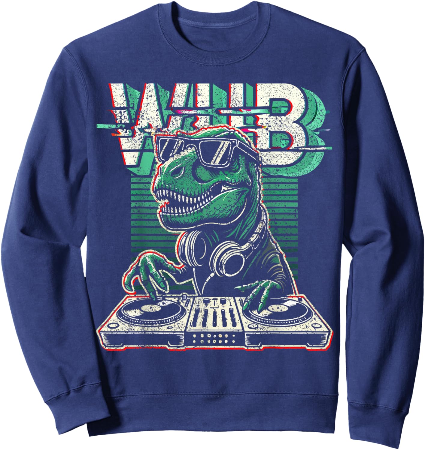 Dj Dinosaur House Trance Dubstep Techno Music Sweatshirt - Sweatshirt | Navy