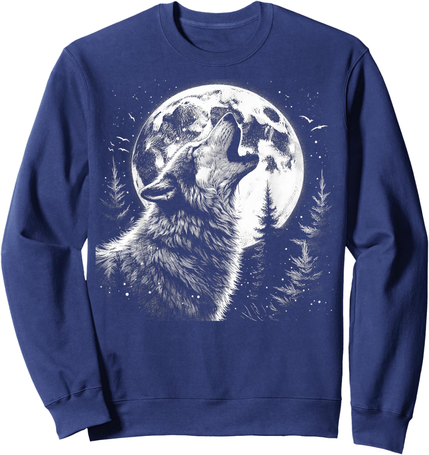 Wolf Howling Moon Forest Nature Wildlife Animal Sweatshirt - Sweatshirt | Navy