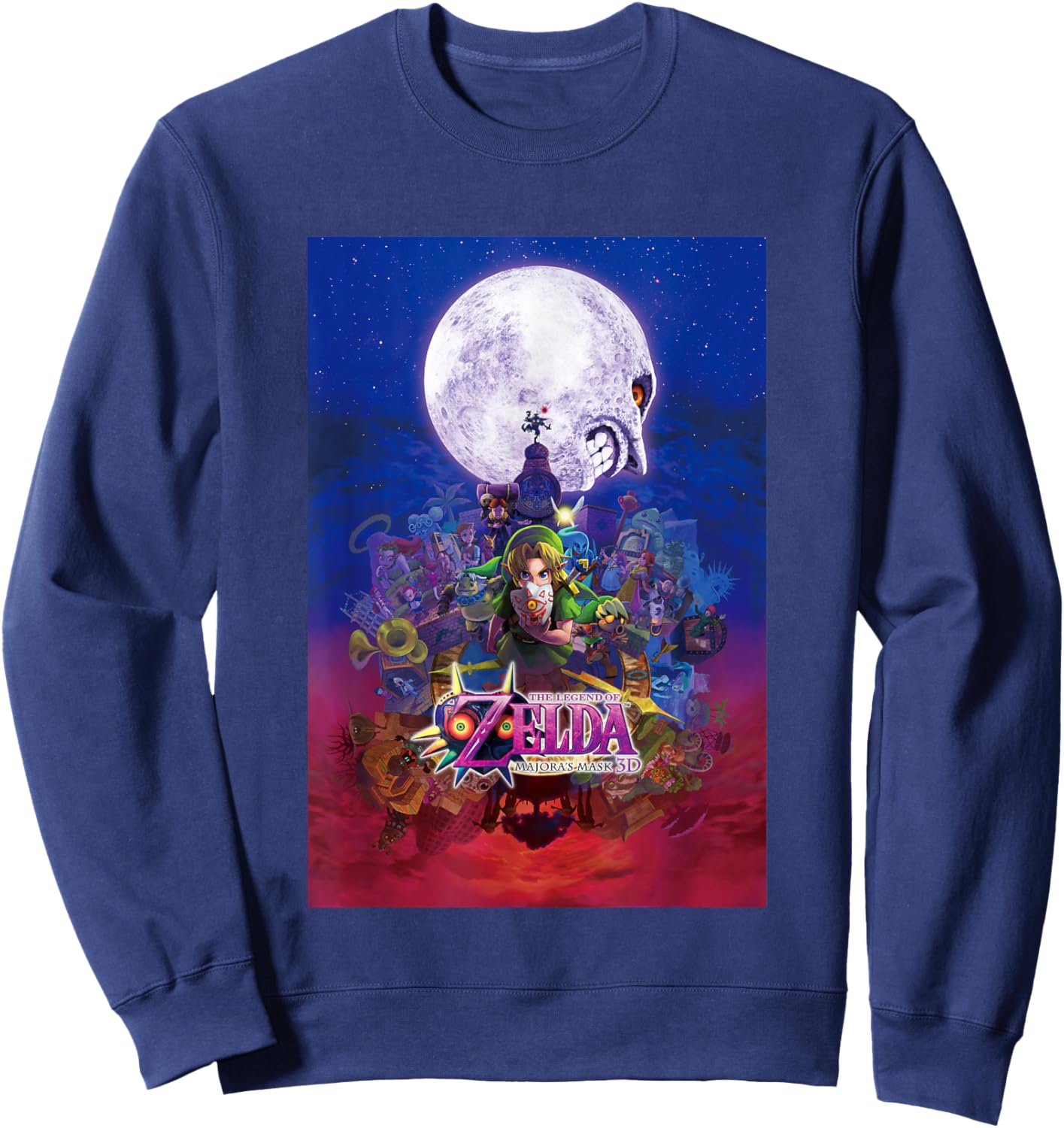 The Legend of Zelda Majora's Mask Gradient Distressed Poster Sweatshirt - Sweatshirt | Navy