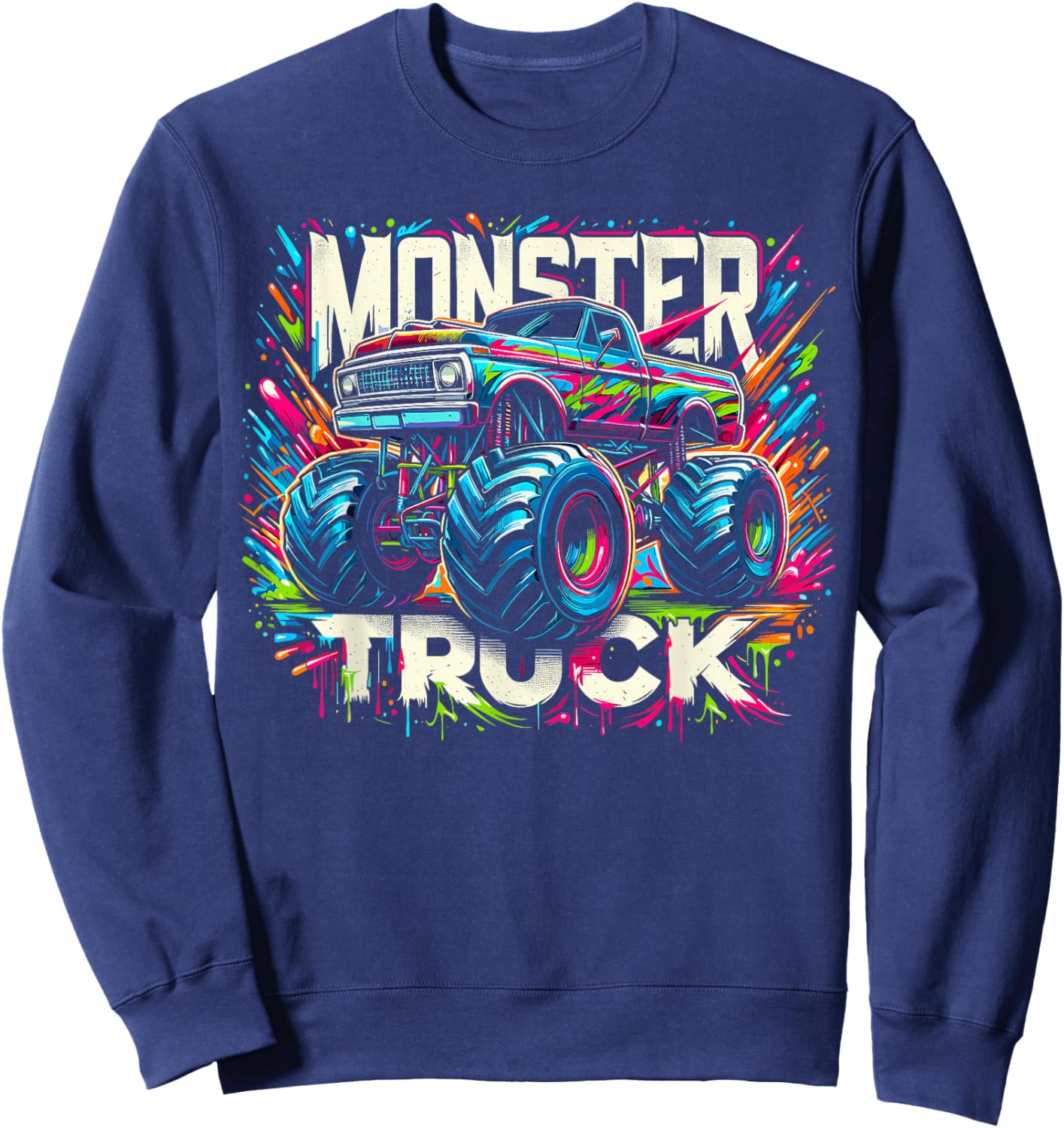 Colorful Graffiti Monster Truck Sweatshirt - Sweatshirt | Navy