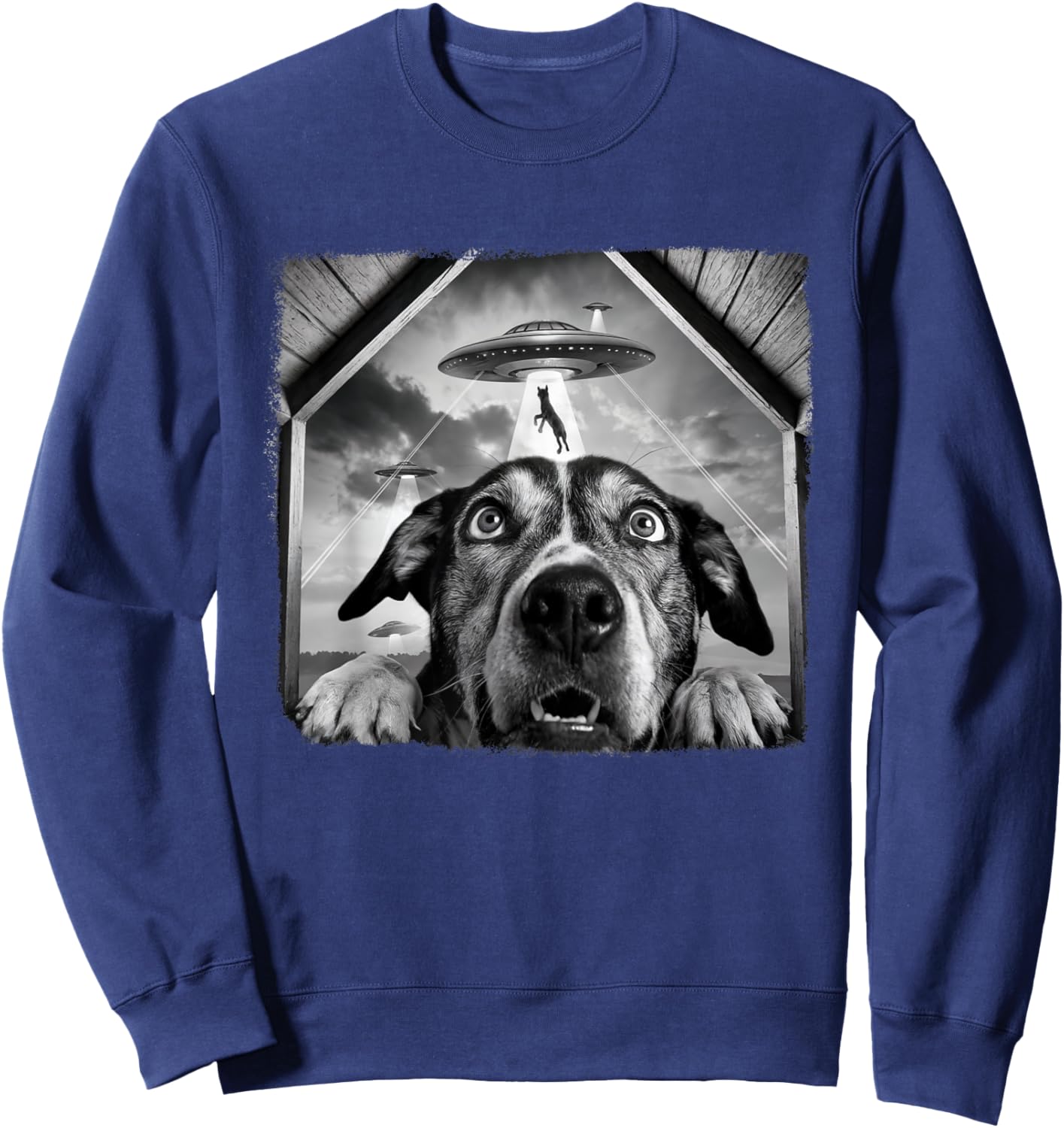 Dog Abducted By Aliens Funny Halloween Ufo Dog Mom Dad Women Sweatshirt - Sweatshirt | Navy