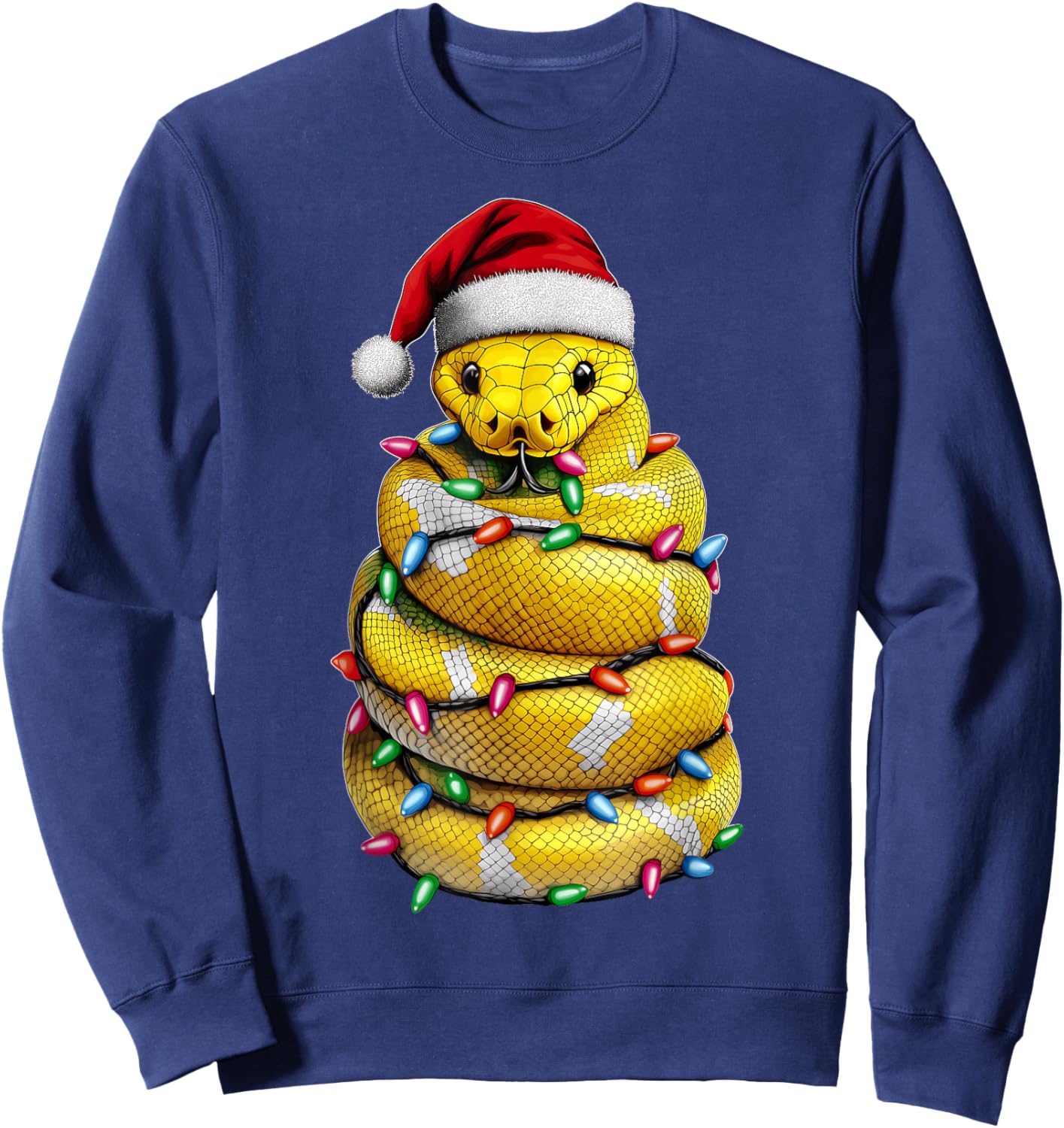 Ball Python Snake Christmas Hat Xmas Sweatshirt - Sweatshirt | Navy